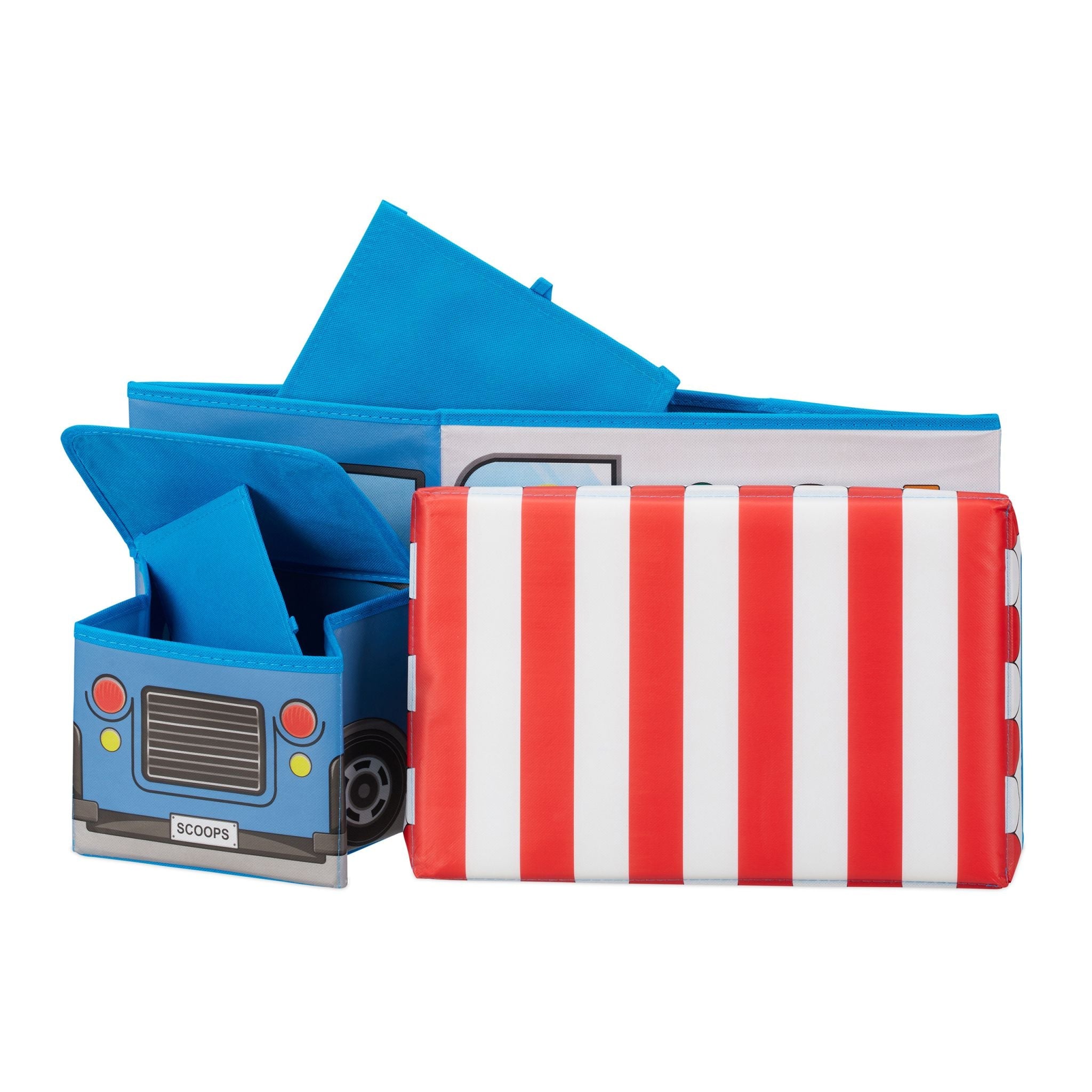 Sitzbox für Kinder Weiss-Hellblau-Rot von Relaxdays