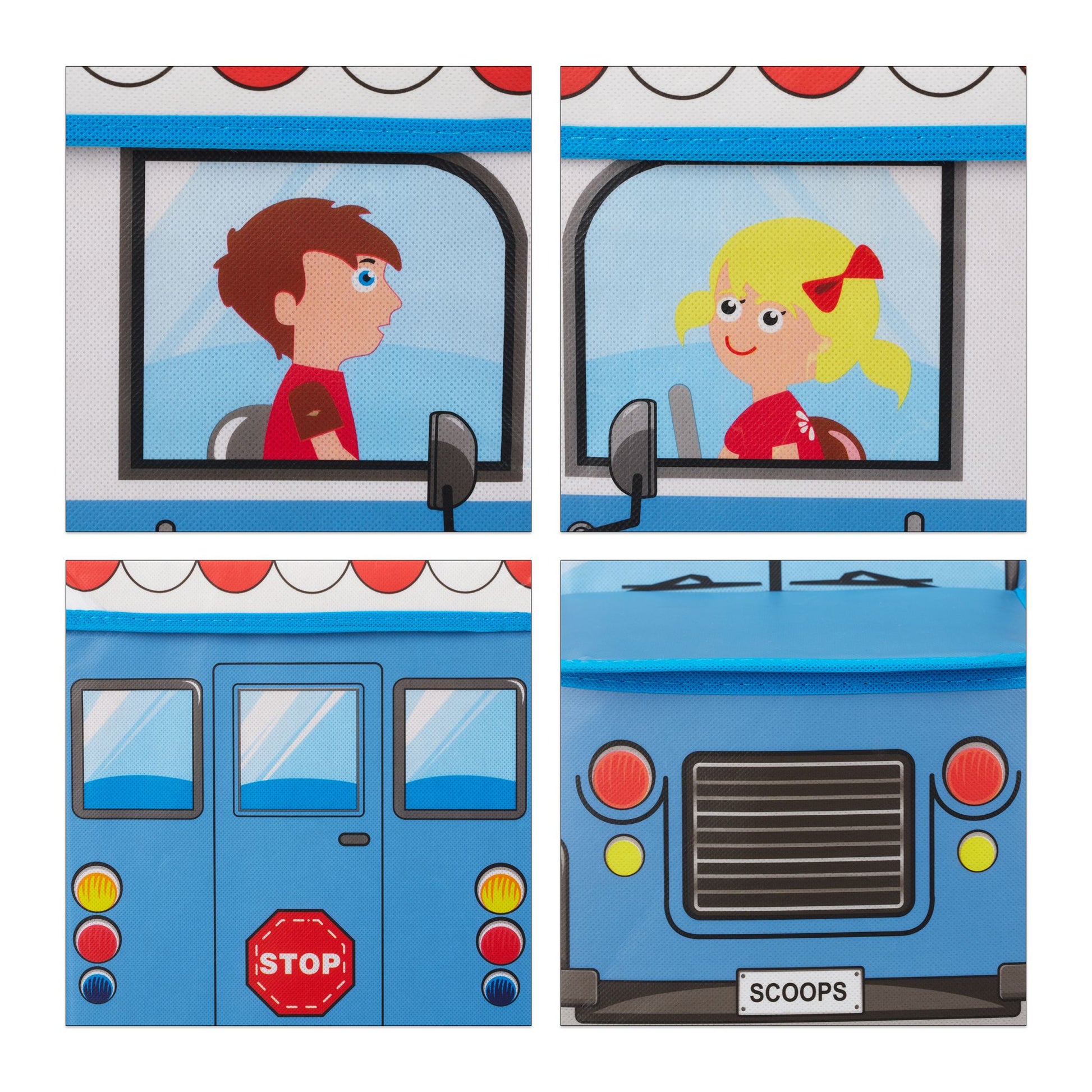 Sitzbox für Kinder Weiss-Hellblau-Rot von Relaxdays