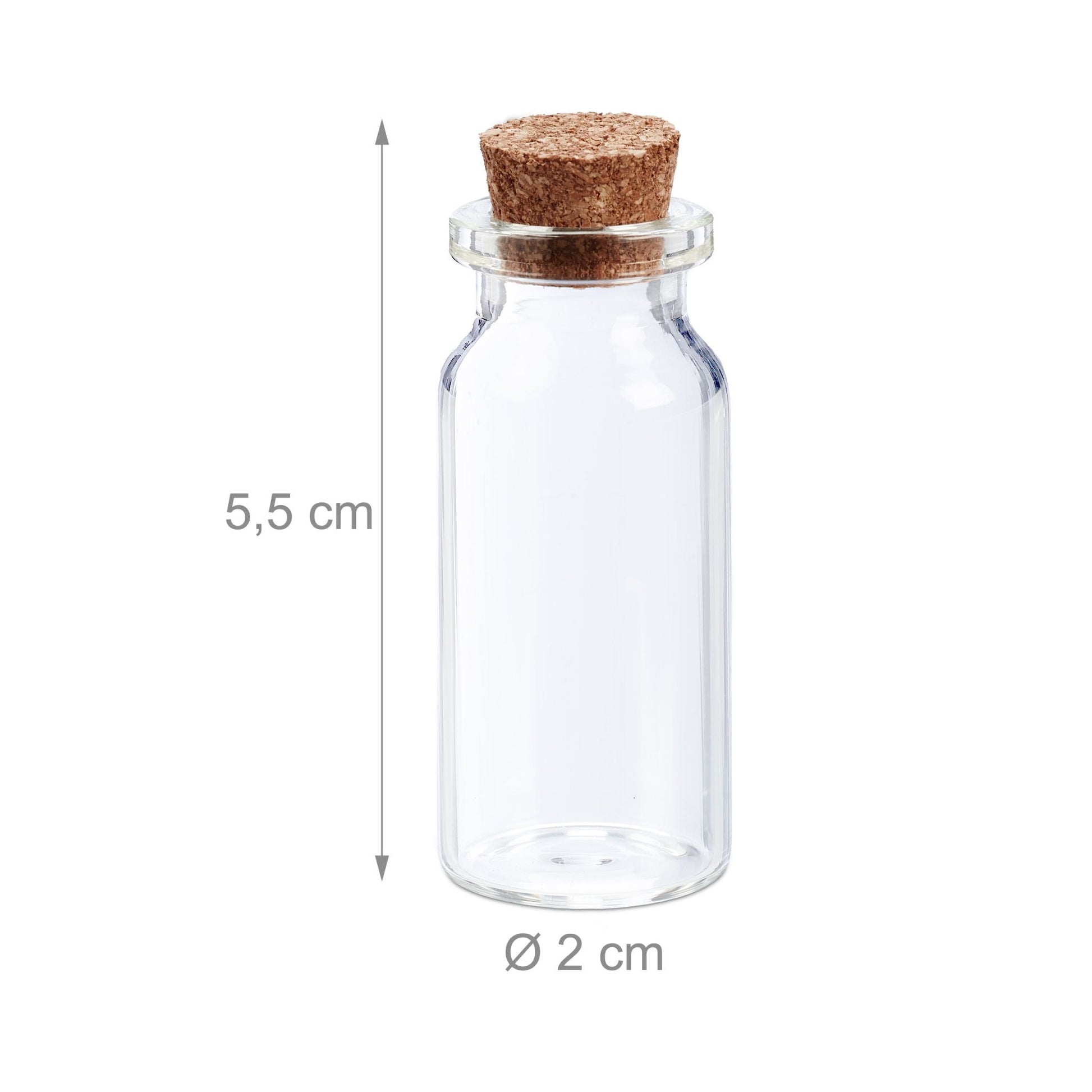 Mini Glasfläschchen mit Korken 60er-Set Braun-Transparent von Relaxdays