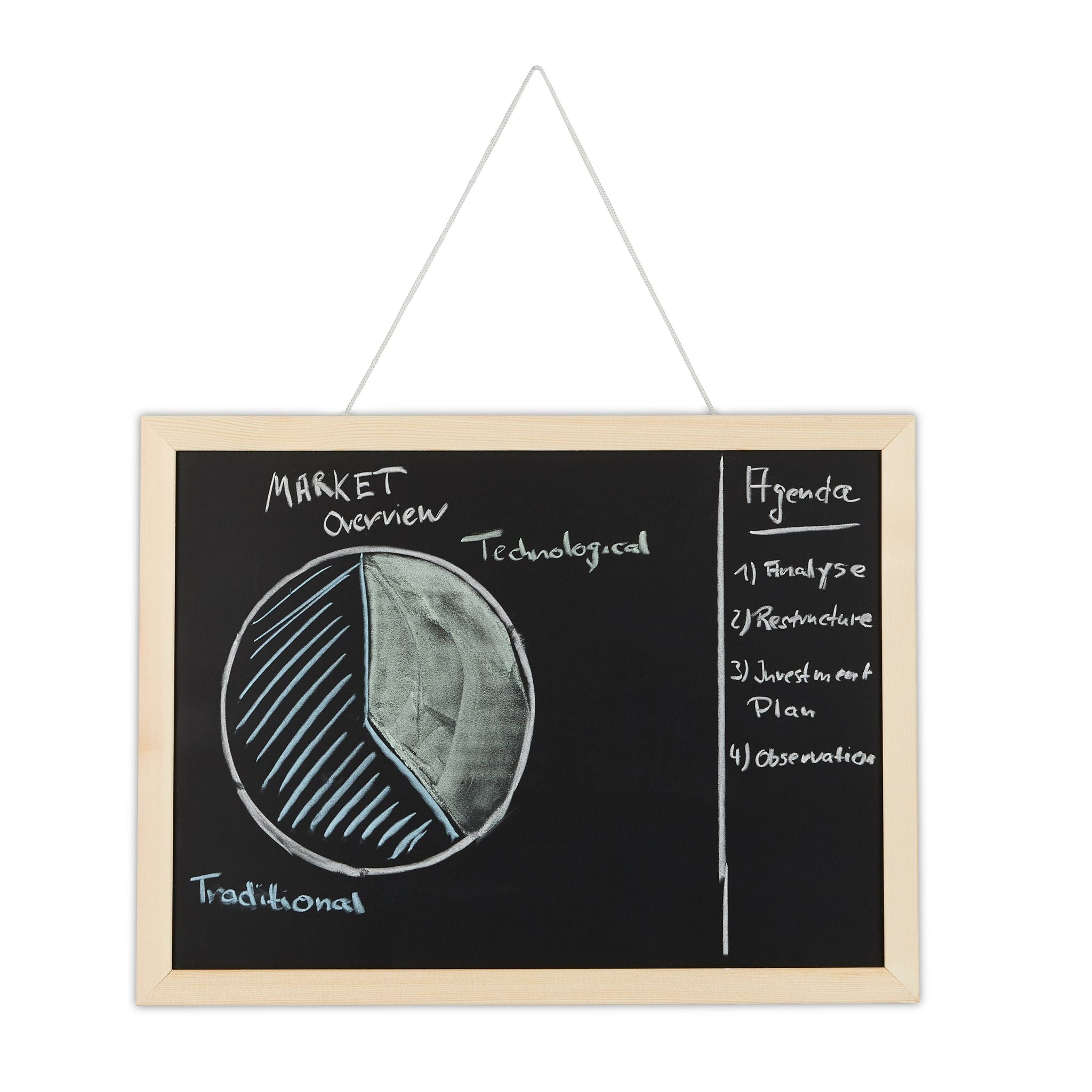 Kreidetafel mit Holzrahmen Hellbraun-Schwarz von Relaxdays