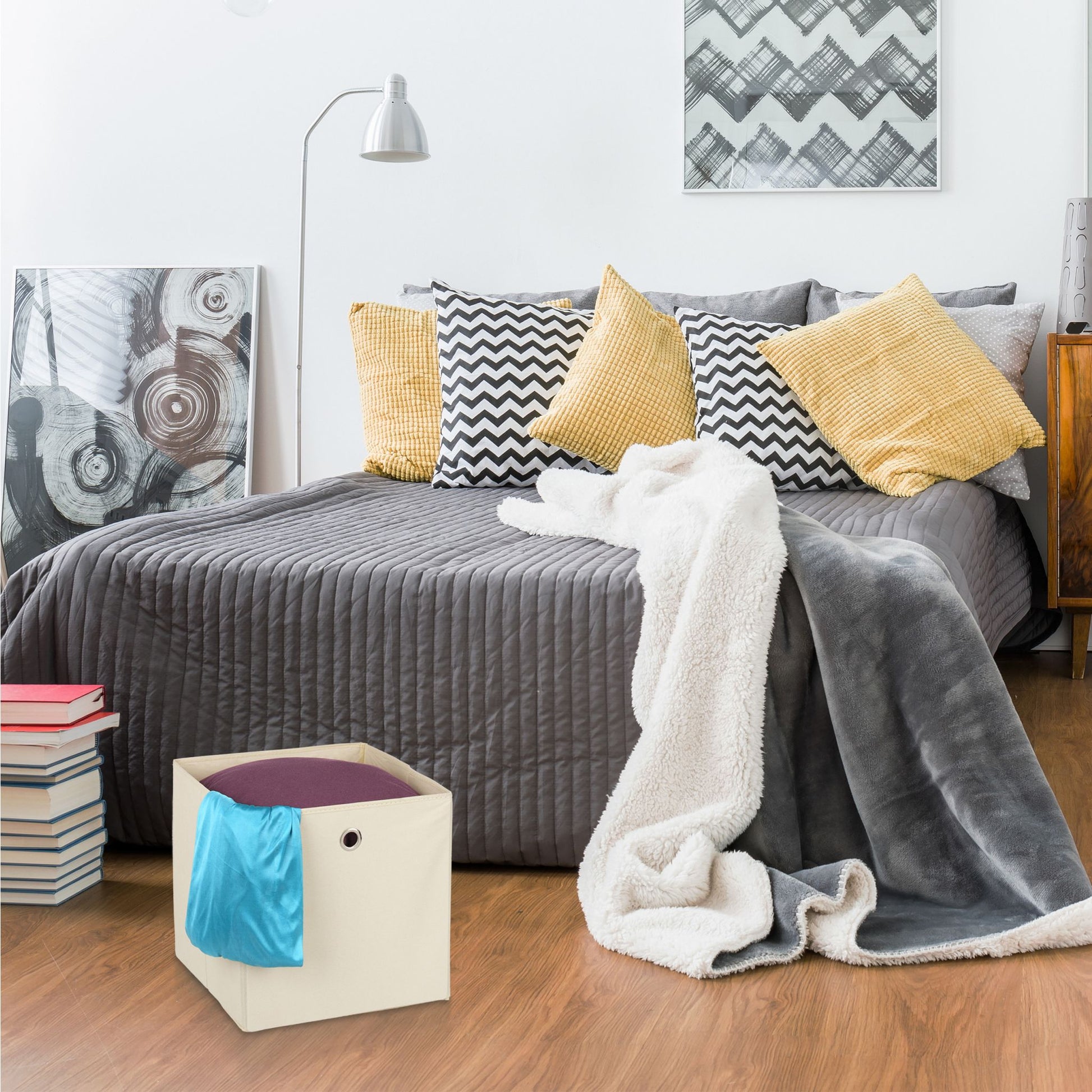 Aufbewahrungsbox Stoff 2er-Set Beige von Relaxdays
