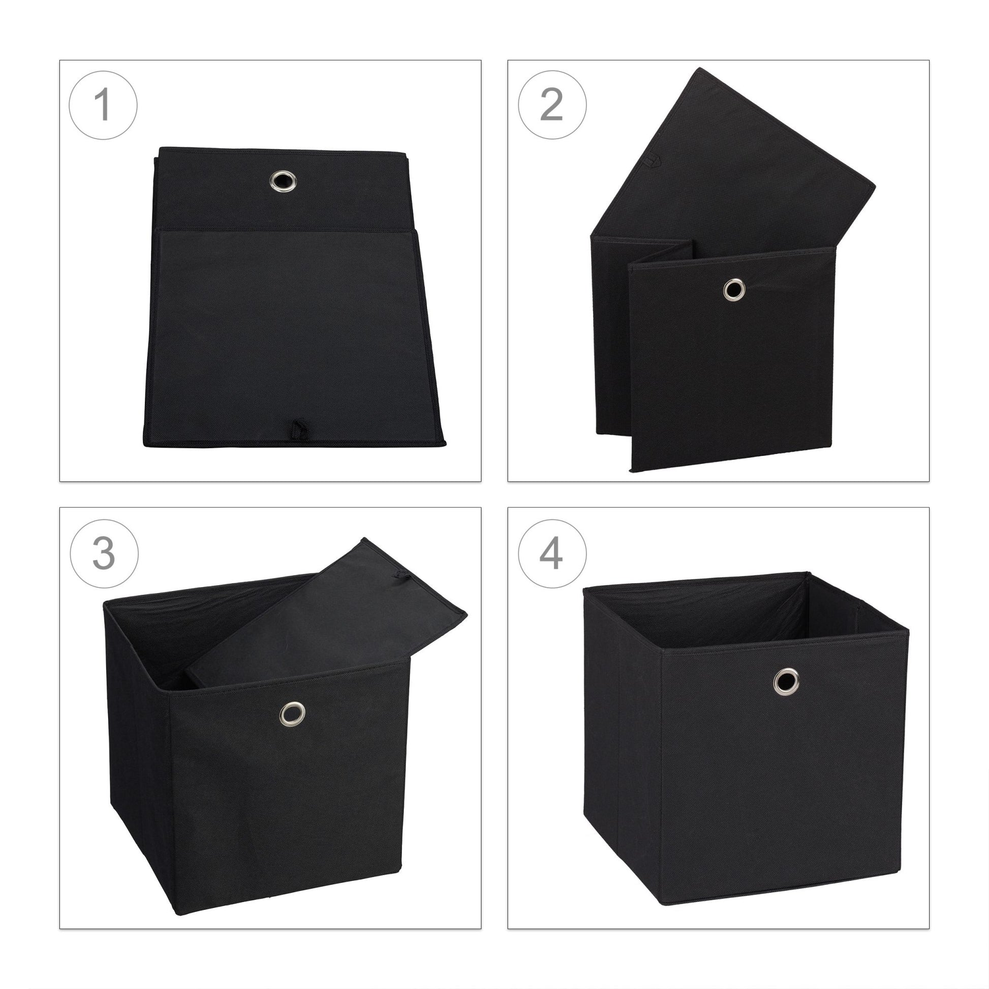 Aufbewahrungsbox Stoff 2er-Set Schwarz von Relaxdays