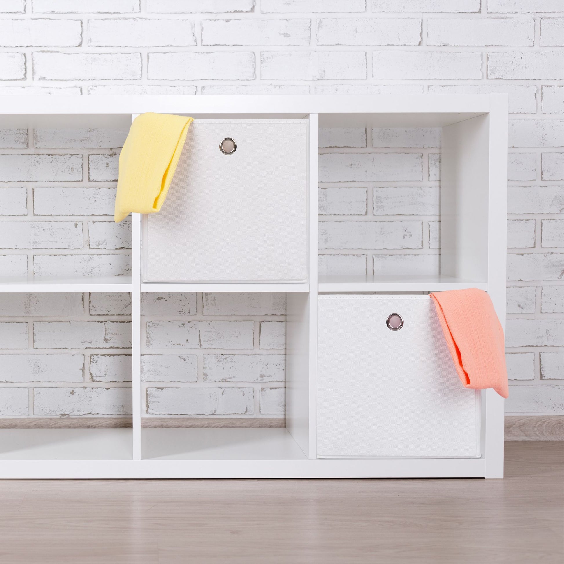 Aufbewahrungsbox Stoff 2er-Set Weiss von Relaxdays
