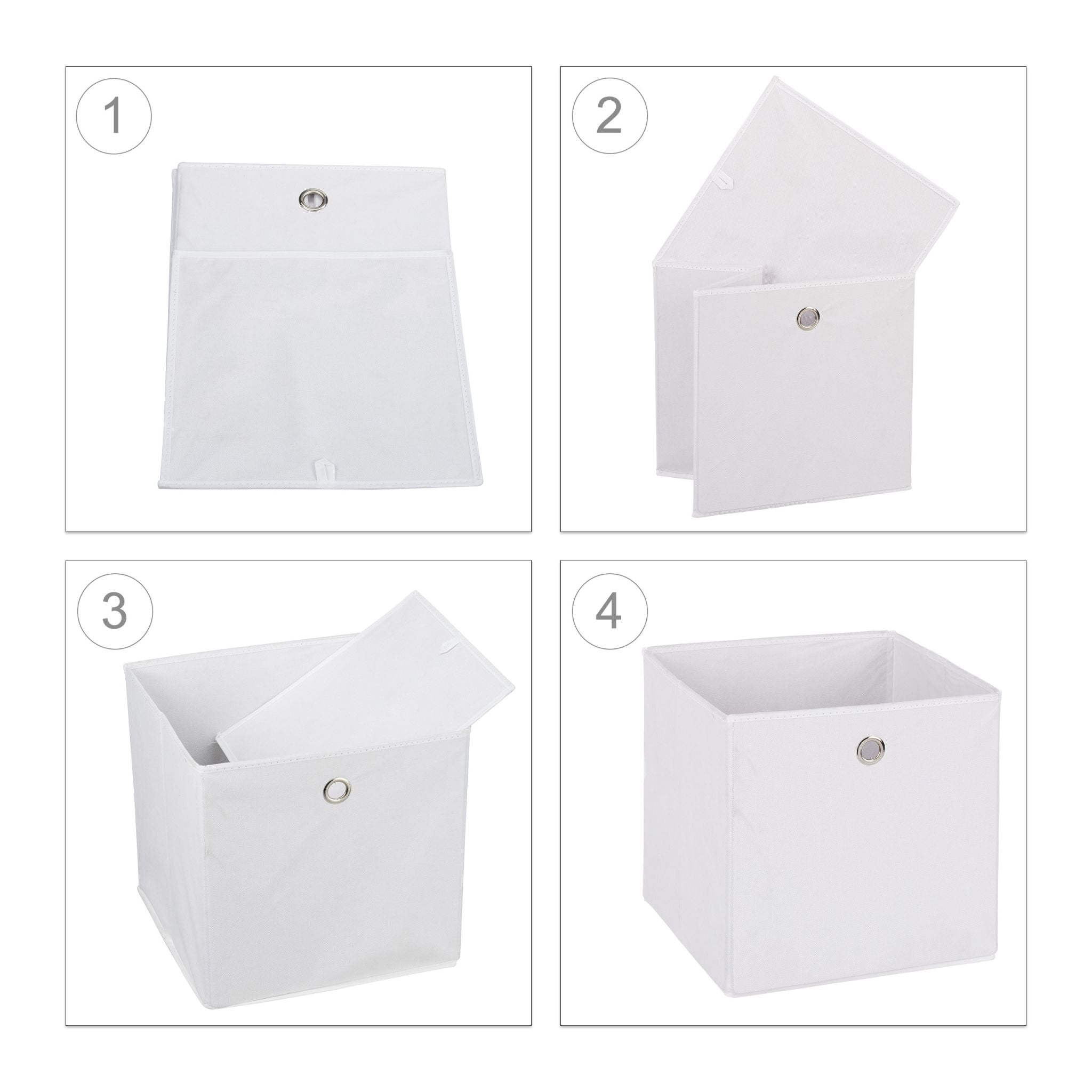 Aufbewahrungsbox Stoff 2er-Set Weiss von Relaxdays