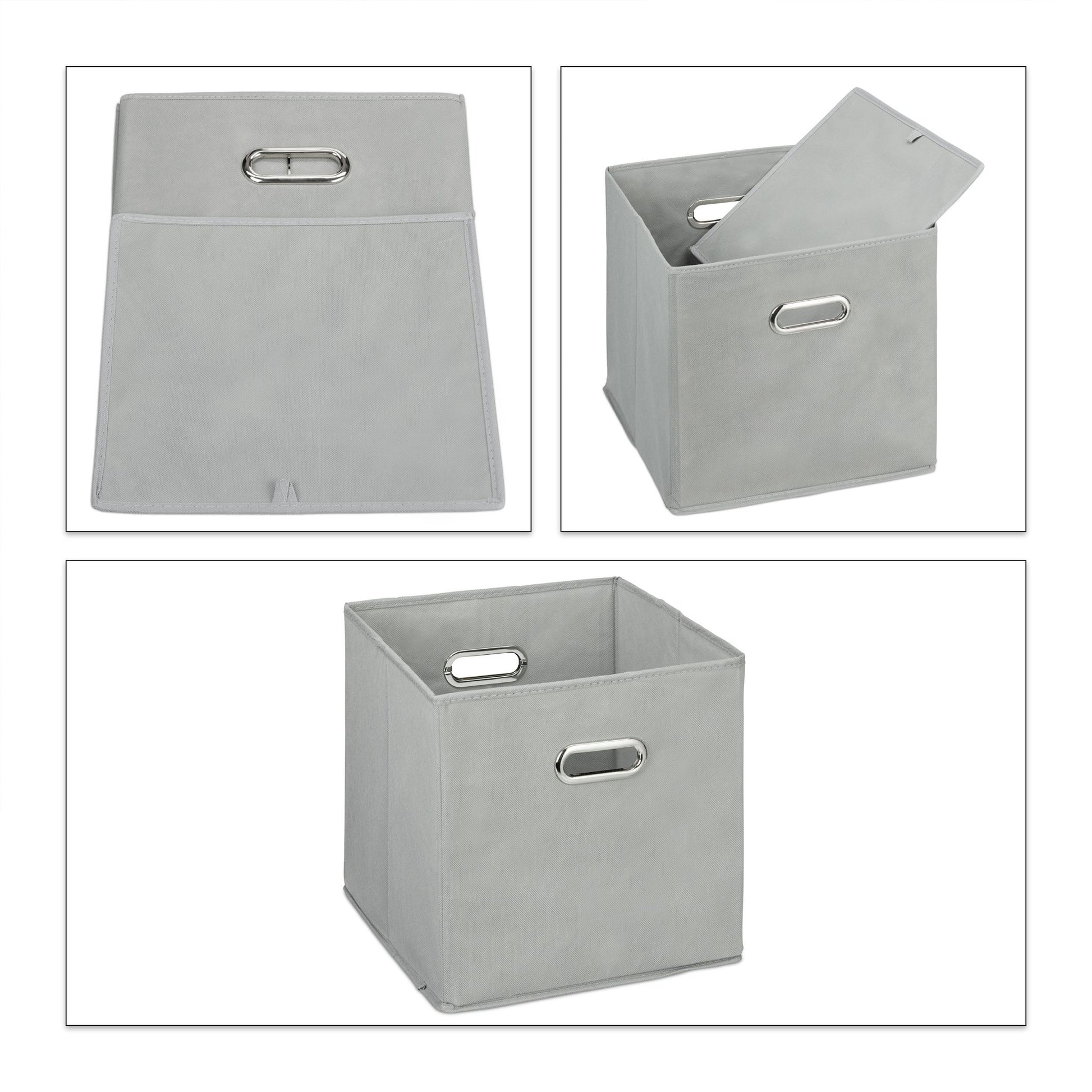 Aufbewahrungsbox Stoff 2er-Set Silber-Grau von Relaxdays