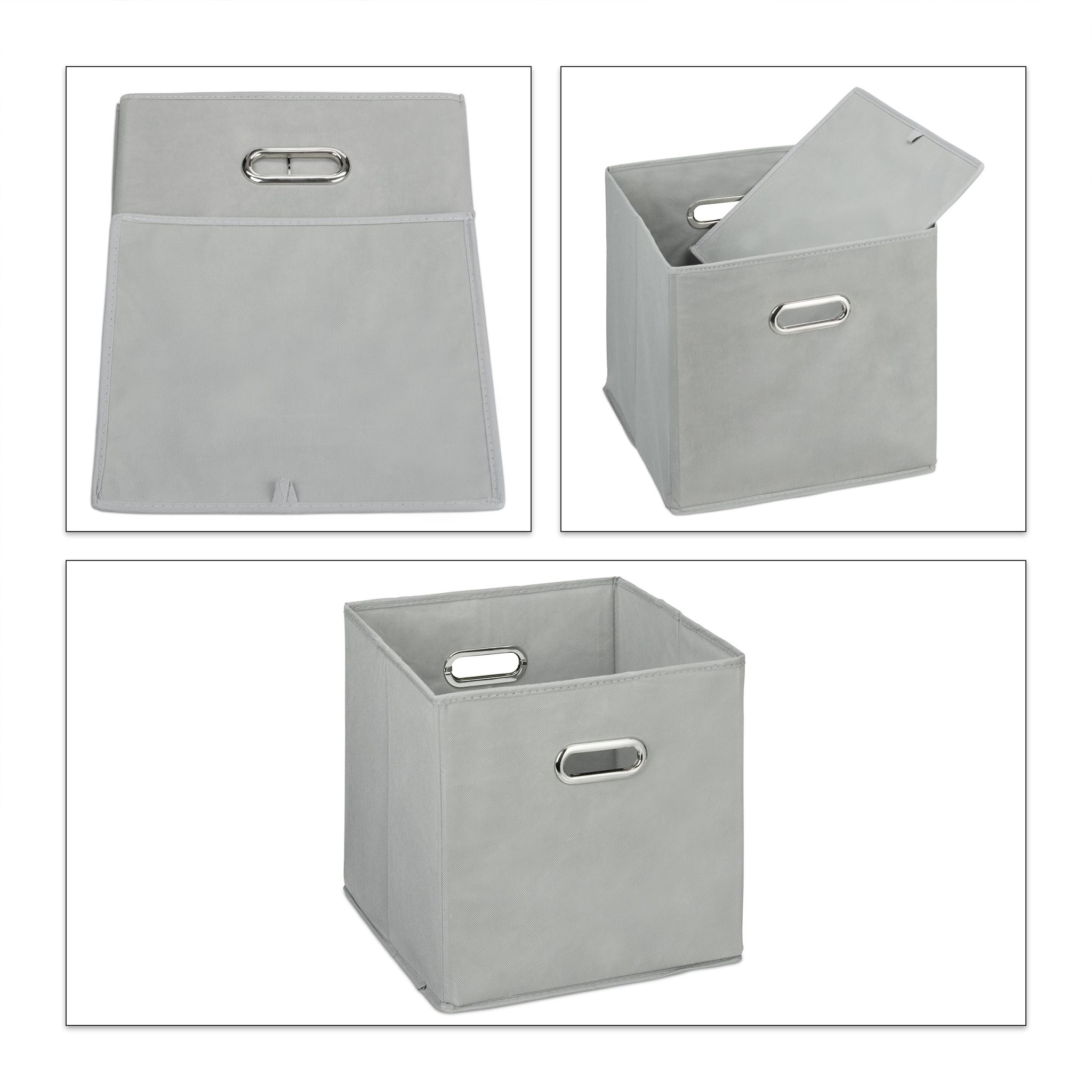 Aufbewahrungsbox Stoff 2er-Set Silber-Grau von Relaxdays