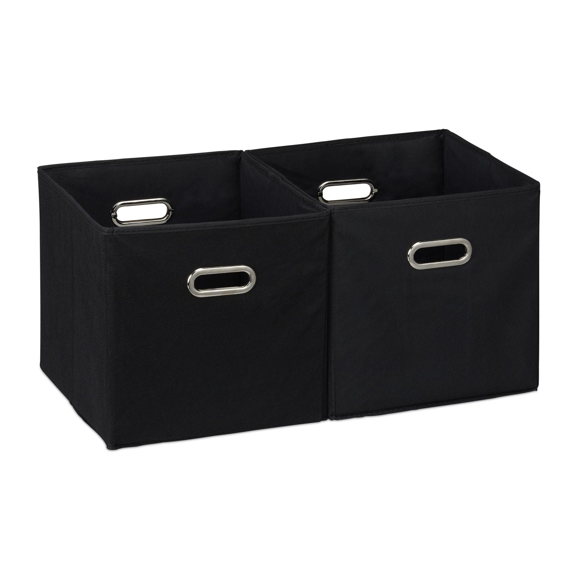 Aufbewahrungsbox Stoff 2er-Set Schwarz-Silber von Relaxdays
