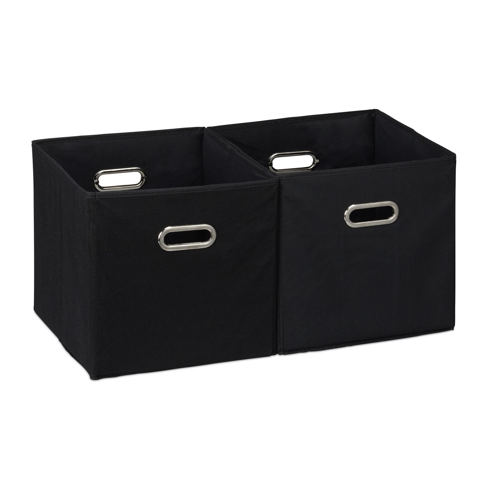 Aufbewahrungsbox Stoff 2er-Set Schwarz-Silber von Relaxdays