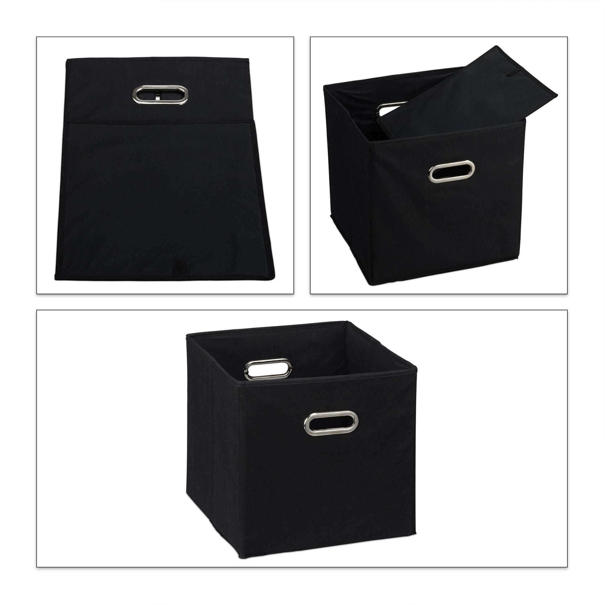 Aufbewahrungsbox Stoff 2er-Set Schwarz-Silber von Relaxdays