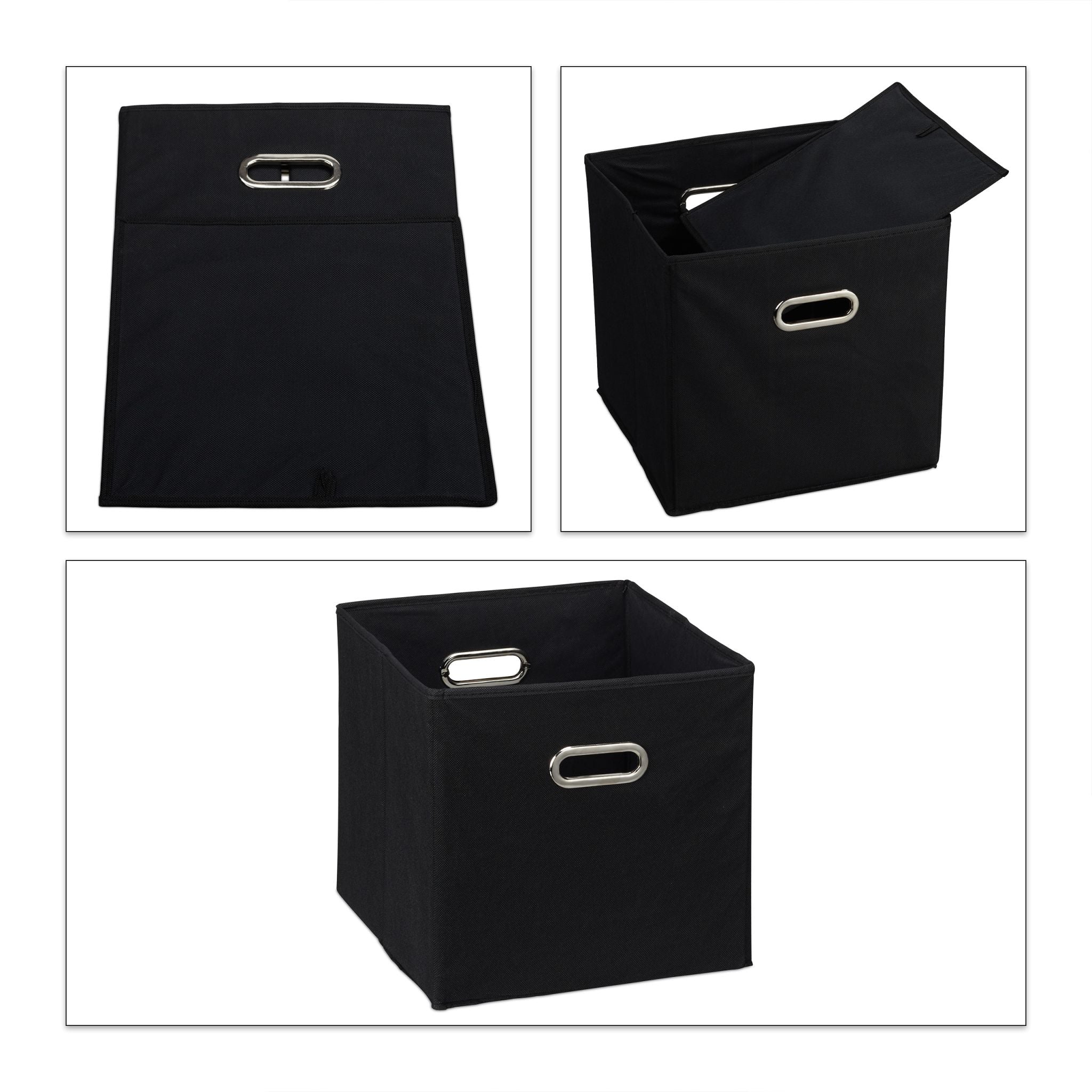 Aufbewahrungsbox Stoff 2er-Set Schwarz-Silber von Relaxdays