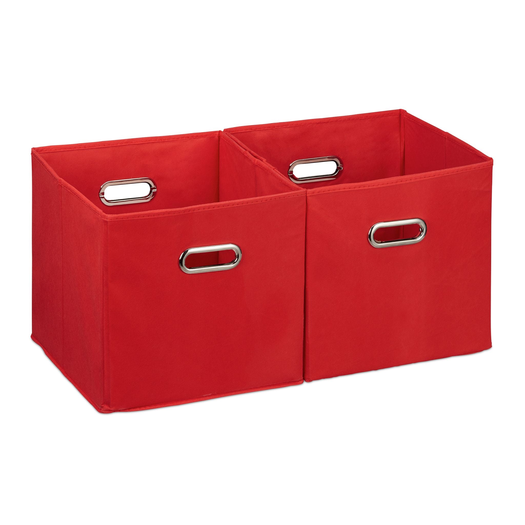 Aufbewahrungsbox Stoff 2er-Set Rot-Silber von Relaxdays