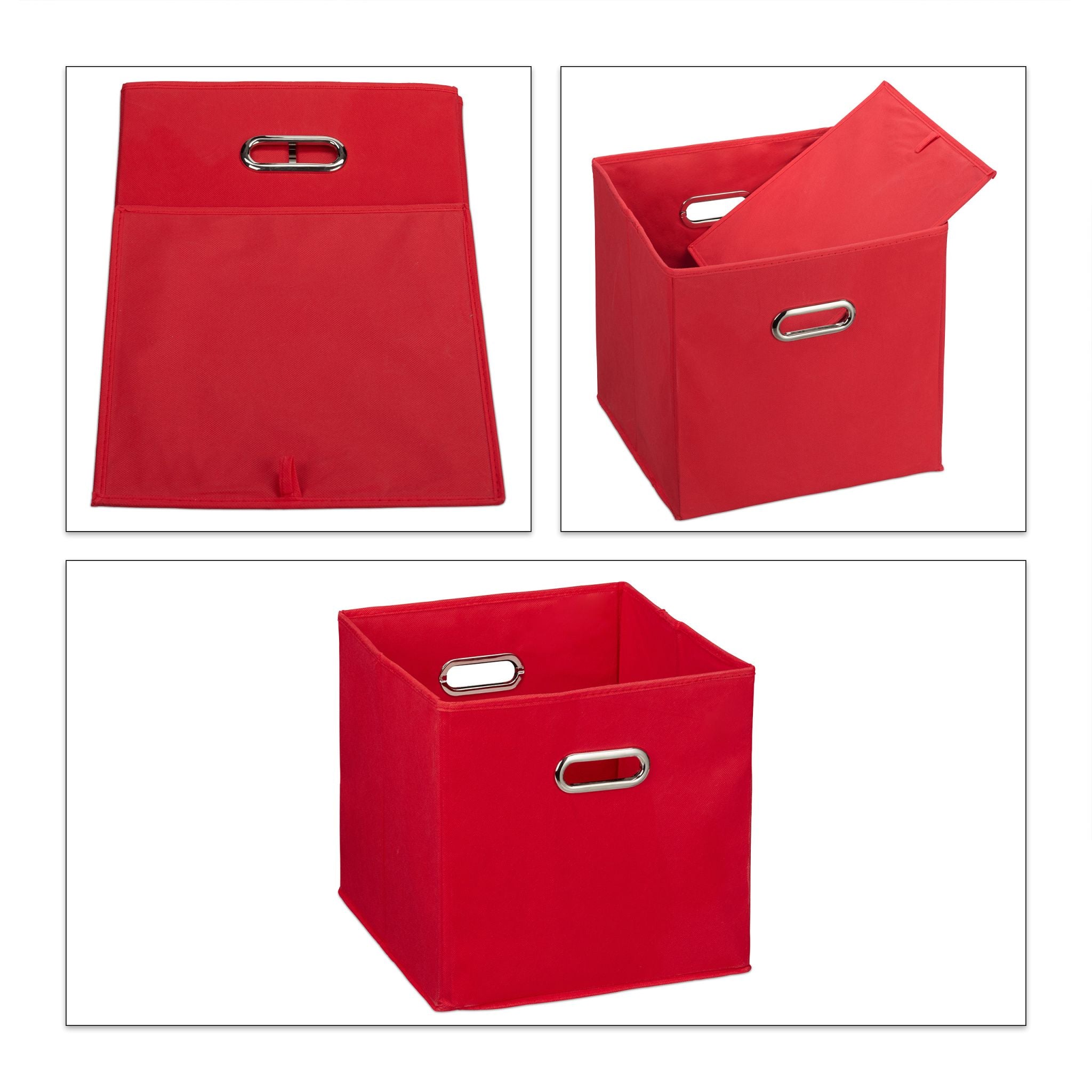 Aufbewahrungsbox Stoff 2er-Set Rot-Silber von Relaxdays