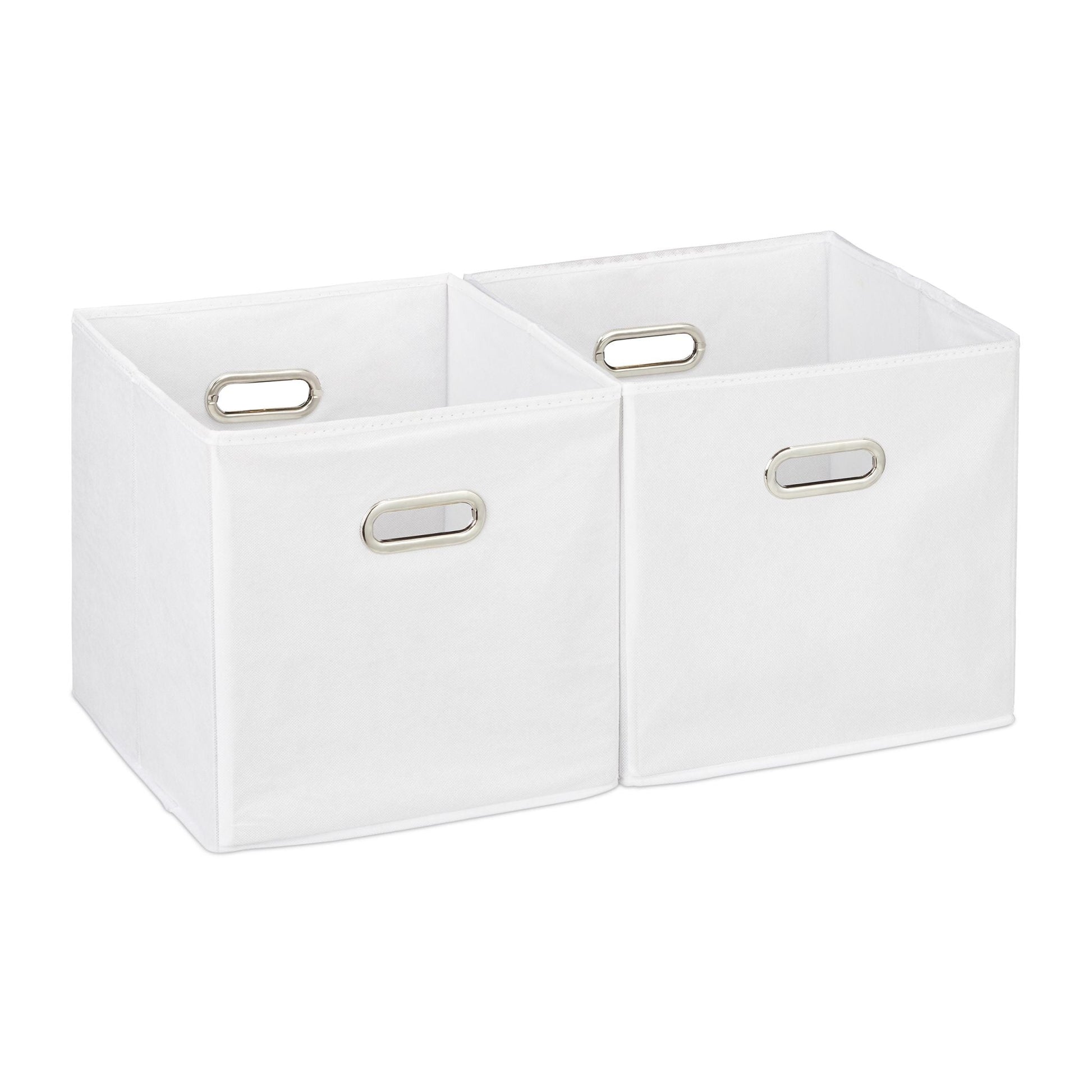 Aufbewahrungsbox Stoff 2er-Set Weiss-Silber von Relaxdays
