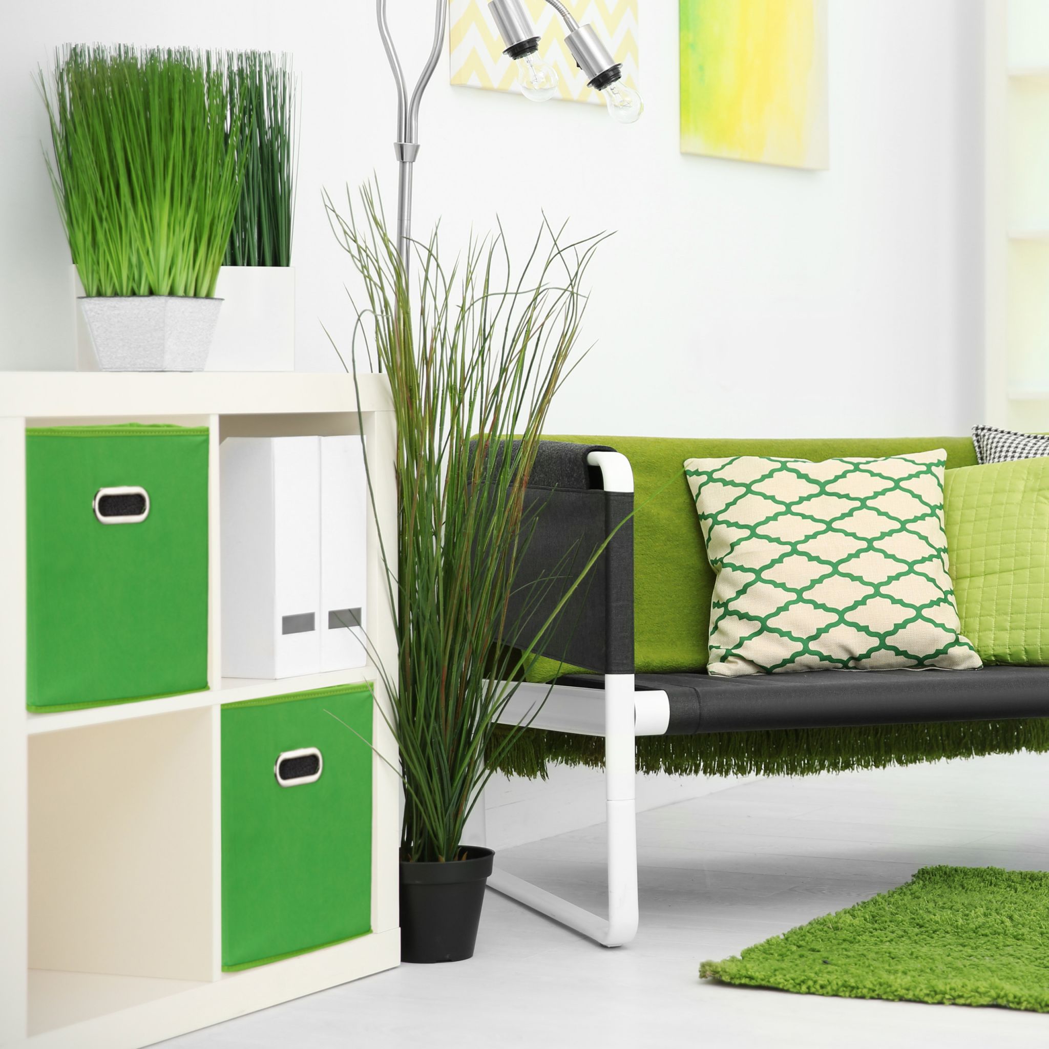 Aufbewahrungsbox Stoff 2er-Set Weiss-Silber von Relaxdays