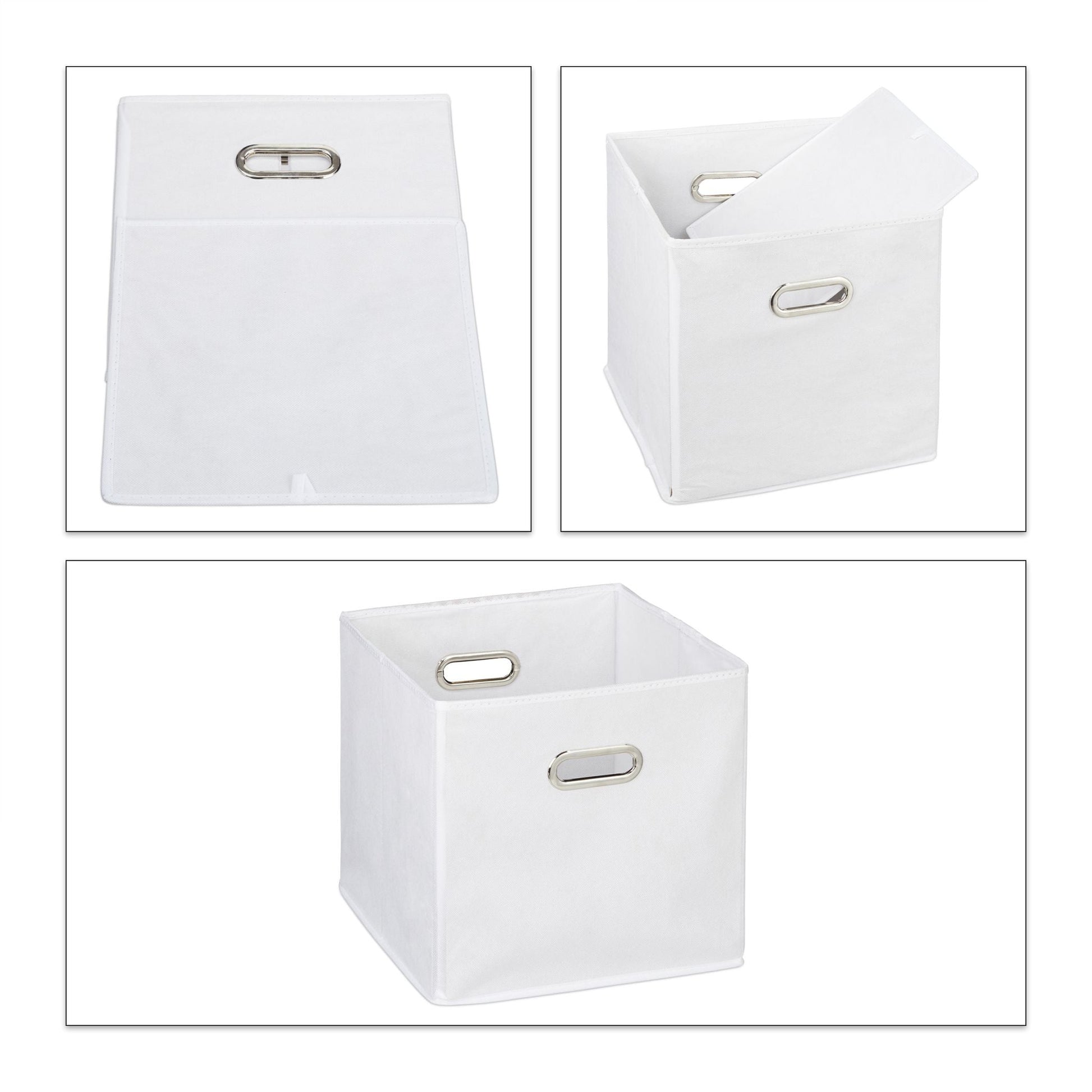Aufbewahrungsbox Stoff 2er-Set Weiss-Silber von Relaxdays