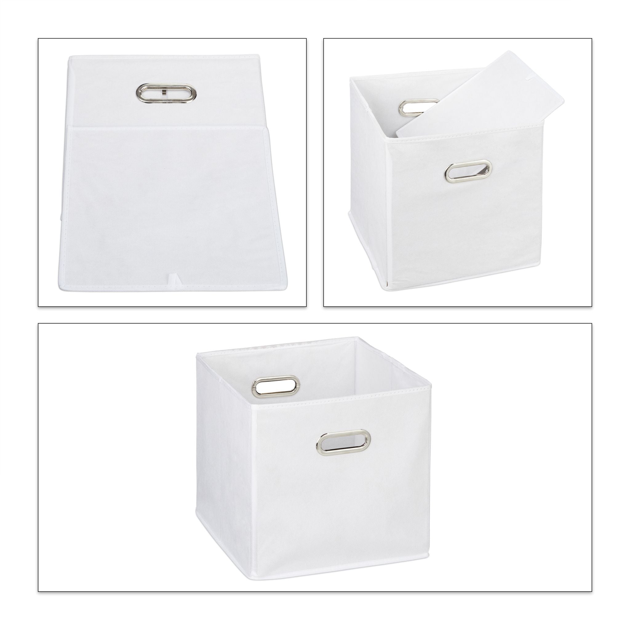 Aufbewahrungsbox Stoff 2er-Set Weiss-Silber von Relaxdays