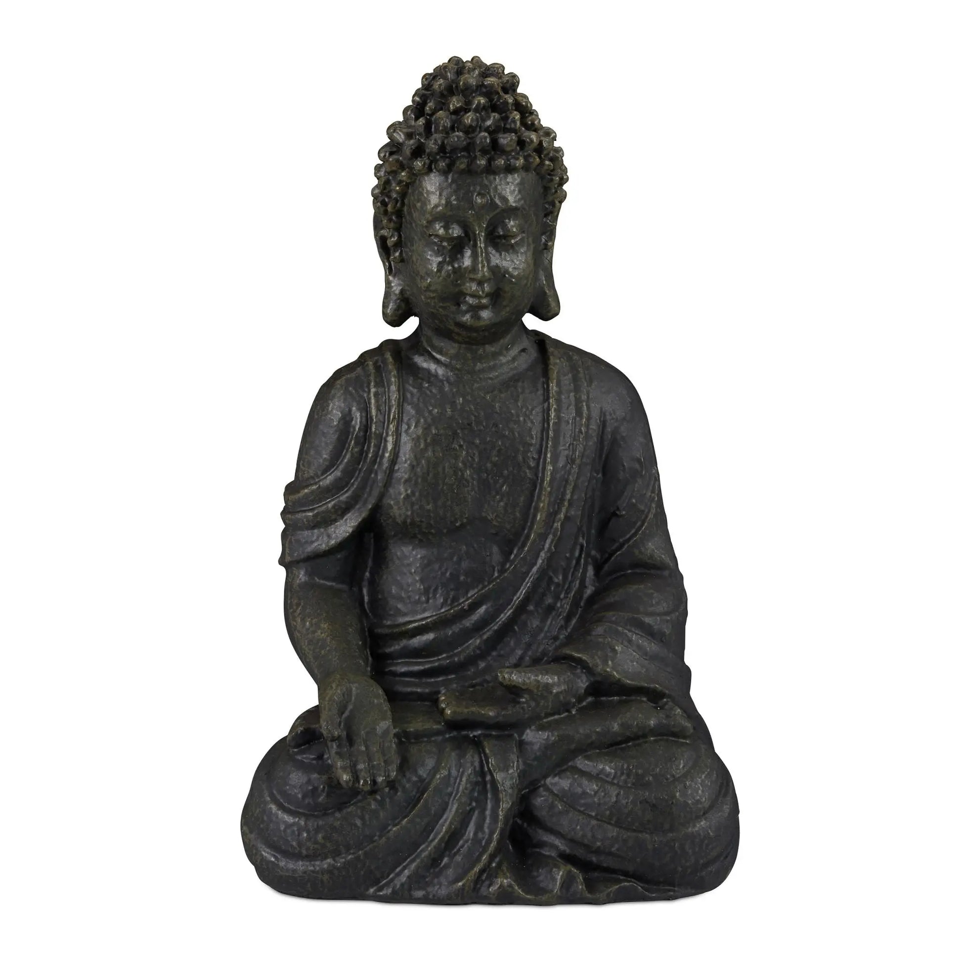 Buddha Figur sitzend 18cm Anthrazit von Relaxdays