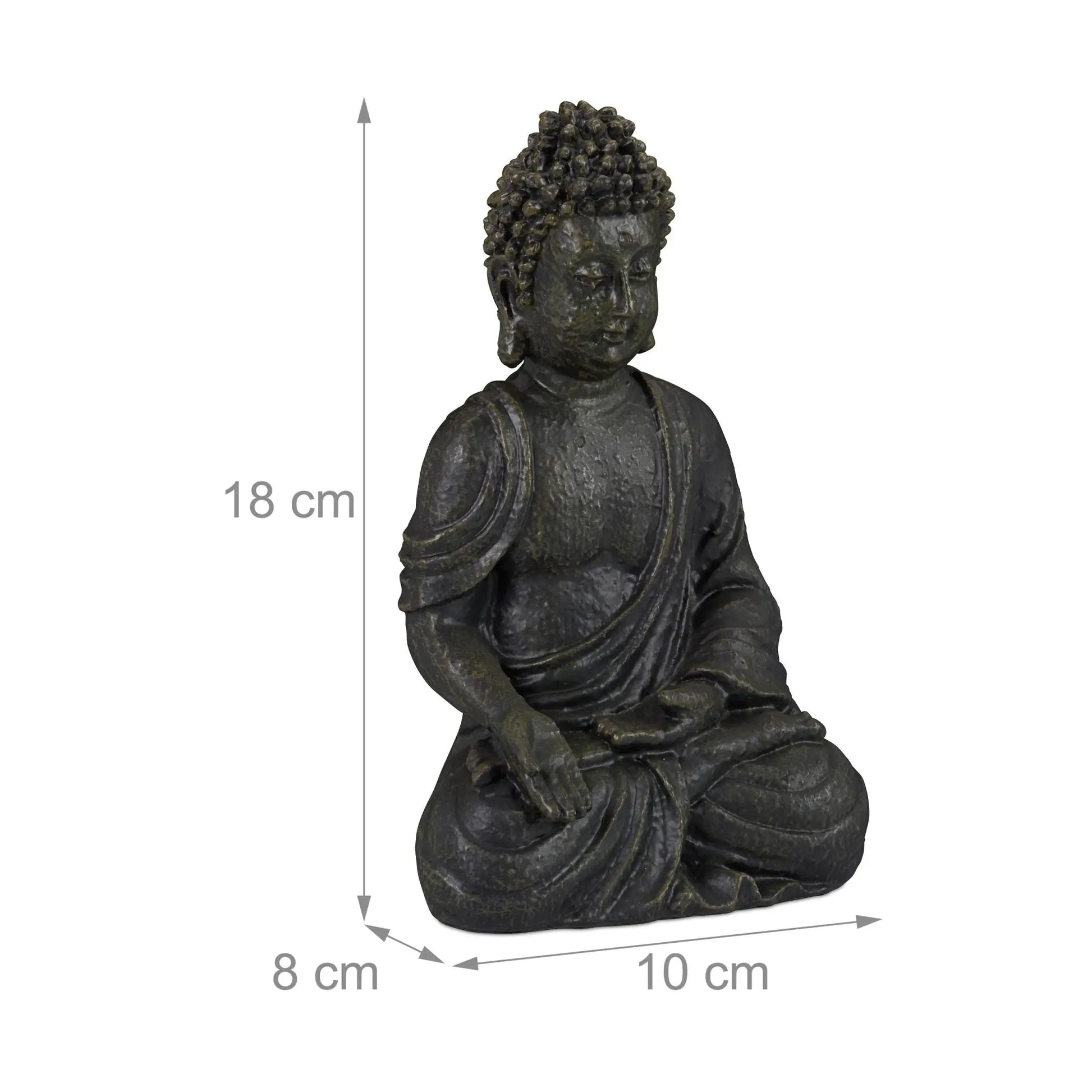 Buddha Figur sitzend 18cm Anthrazit von Relaxdays