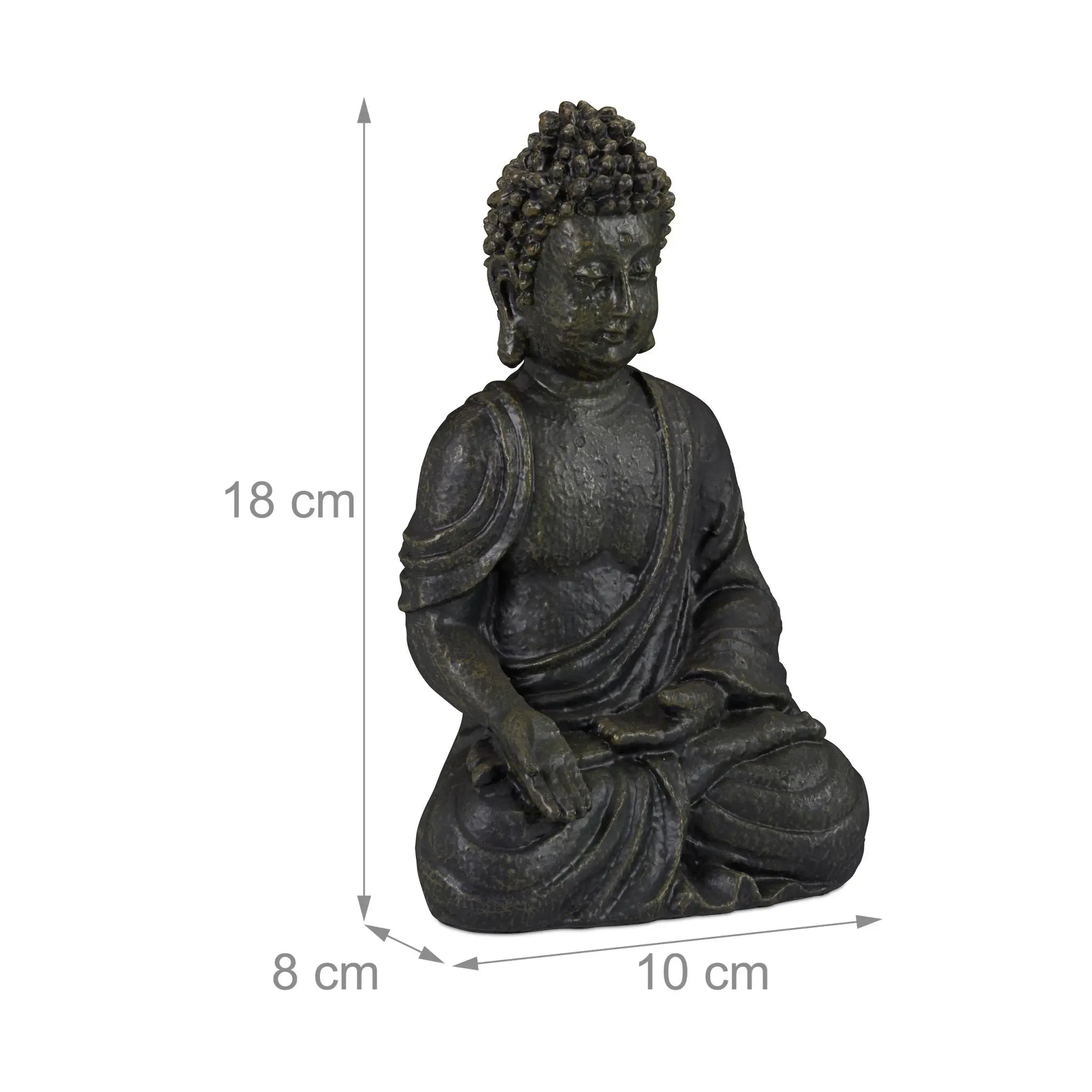 Buddha Figur sitzend 18cm Anthrazit von Relaxdays