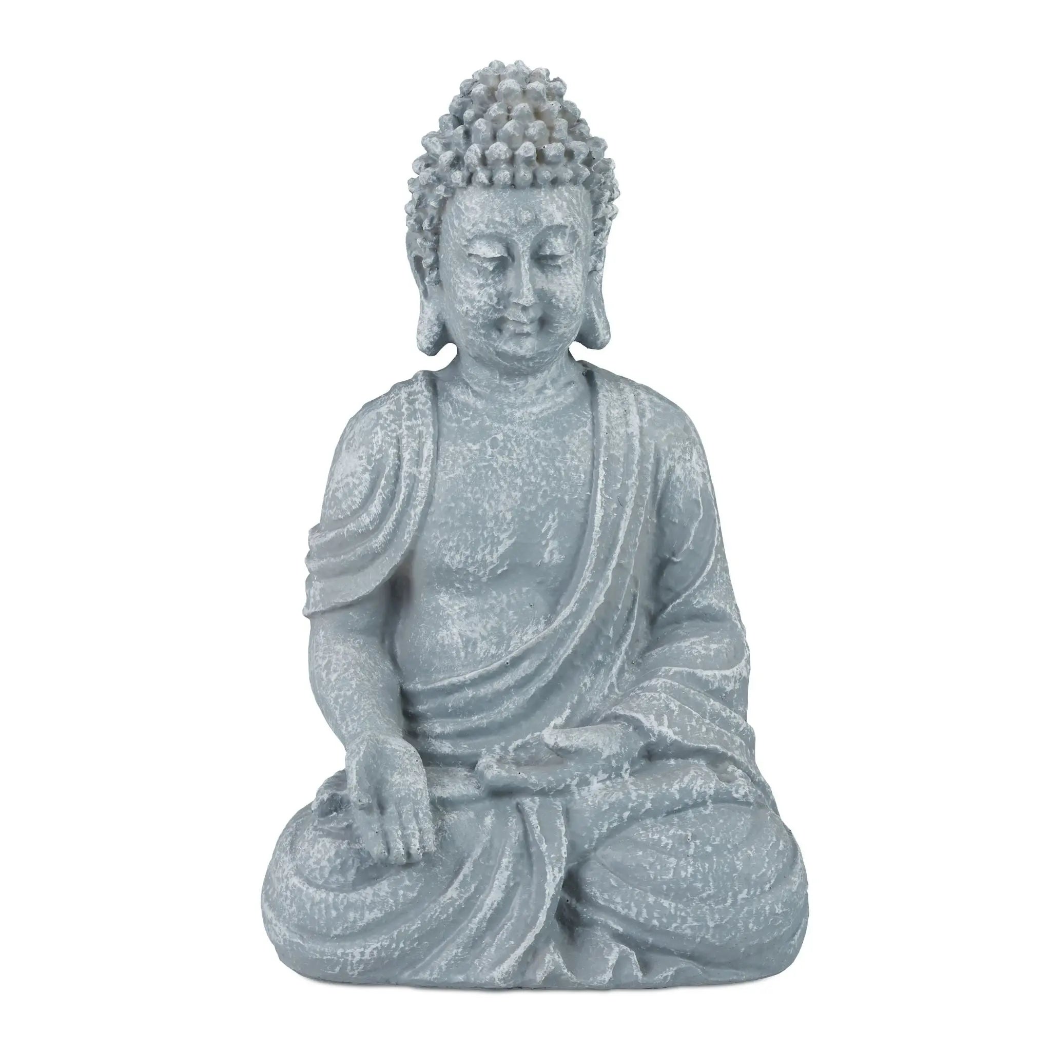Buddha Figur sitzend 18cm Grau von Relaxdays