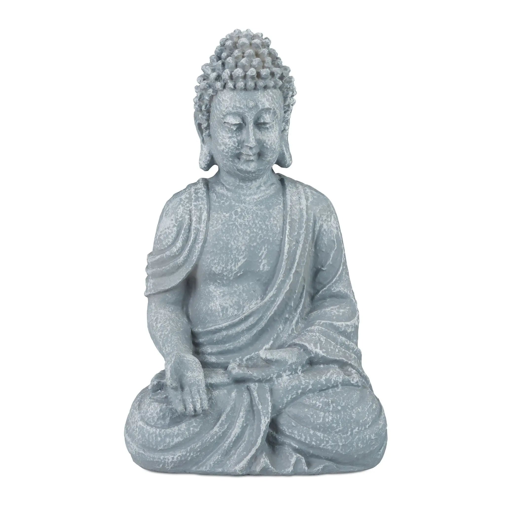 Buddha Figur sitzend 30cm Grau von Relaxdays