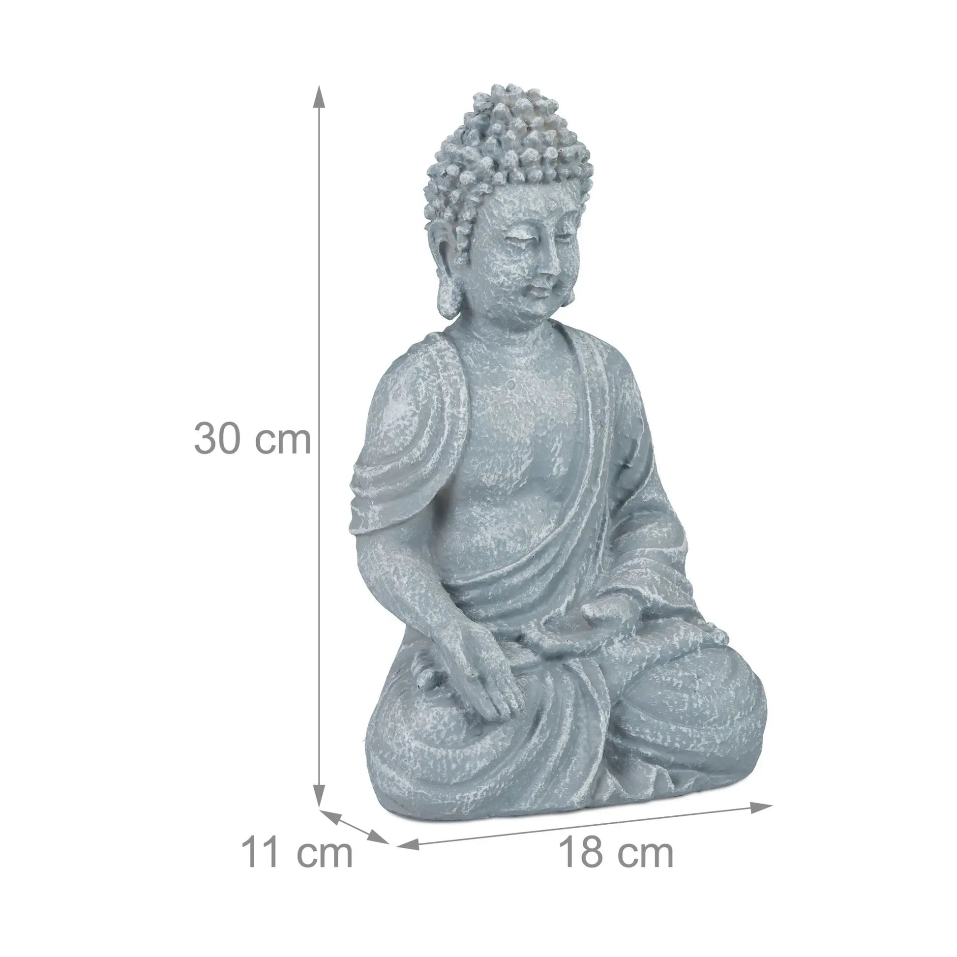 Buddha Figur sitzend 30cm Grau von Relaxdays