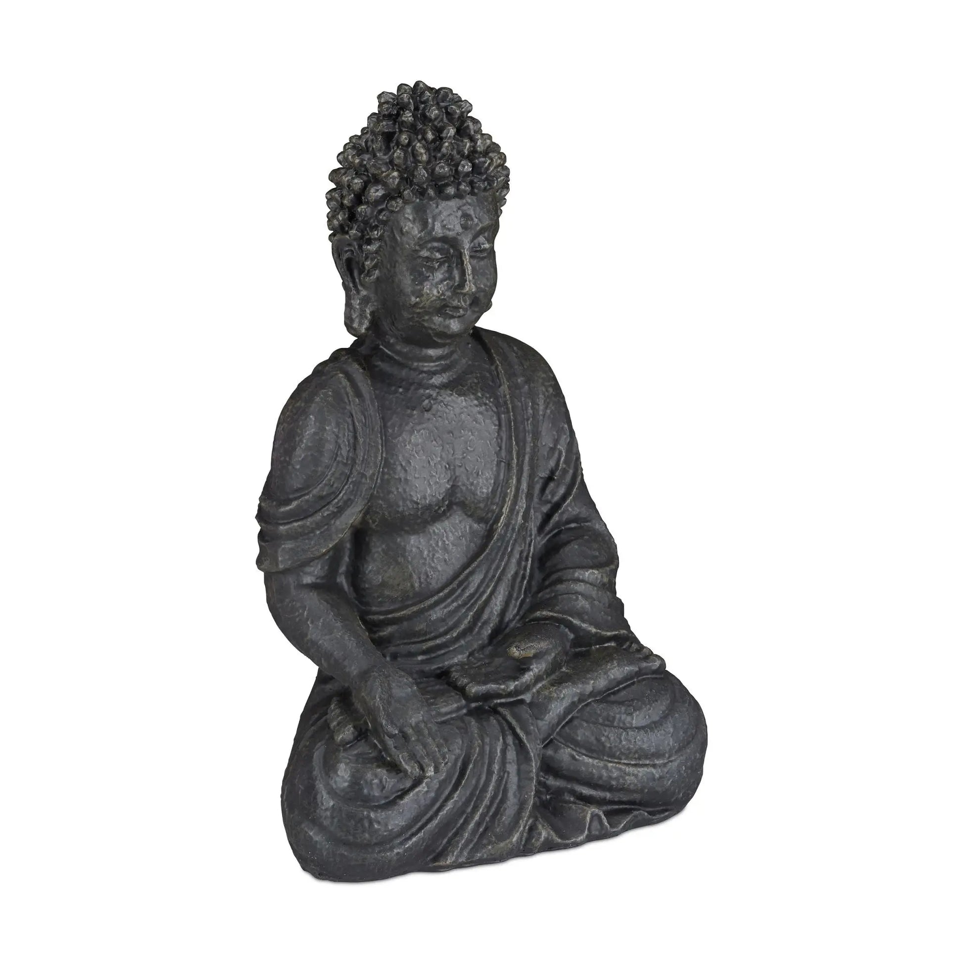 Buddha Figur sitzend 40cm Anthrazit von Relaxdays