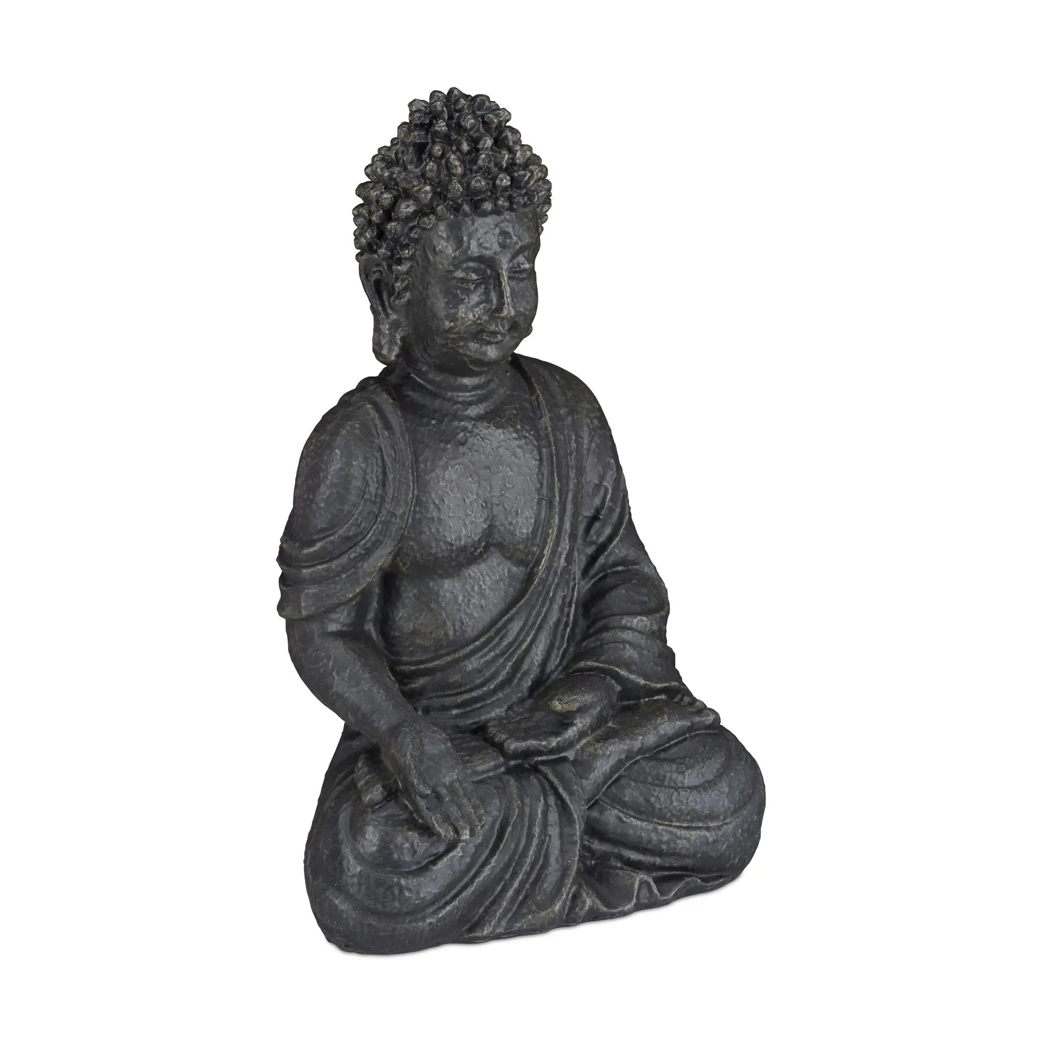 Buddha Figur sitzend 40cm Anthrazit von Relaxdays