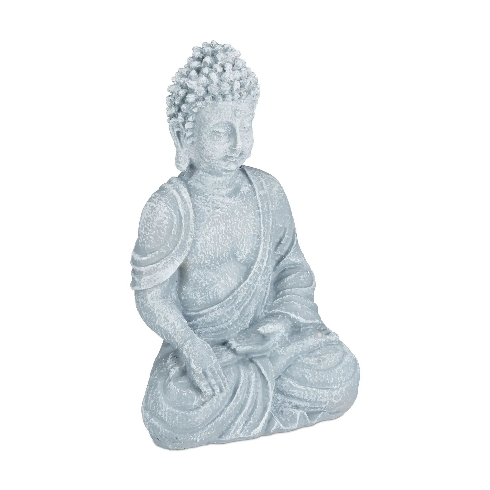 Buddha Figur sitzend 40cm Grau von Relaxdays
