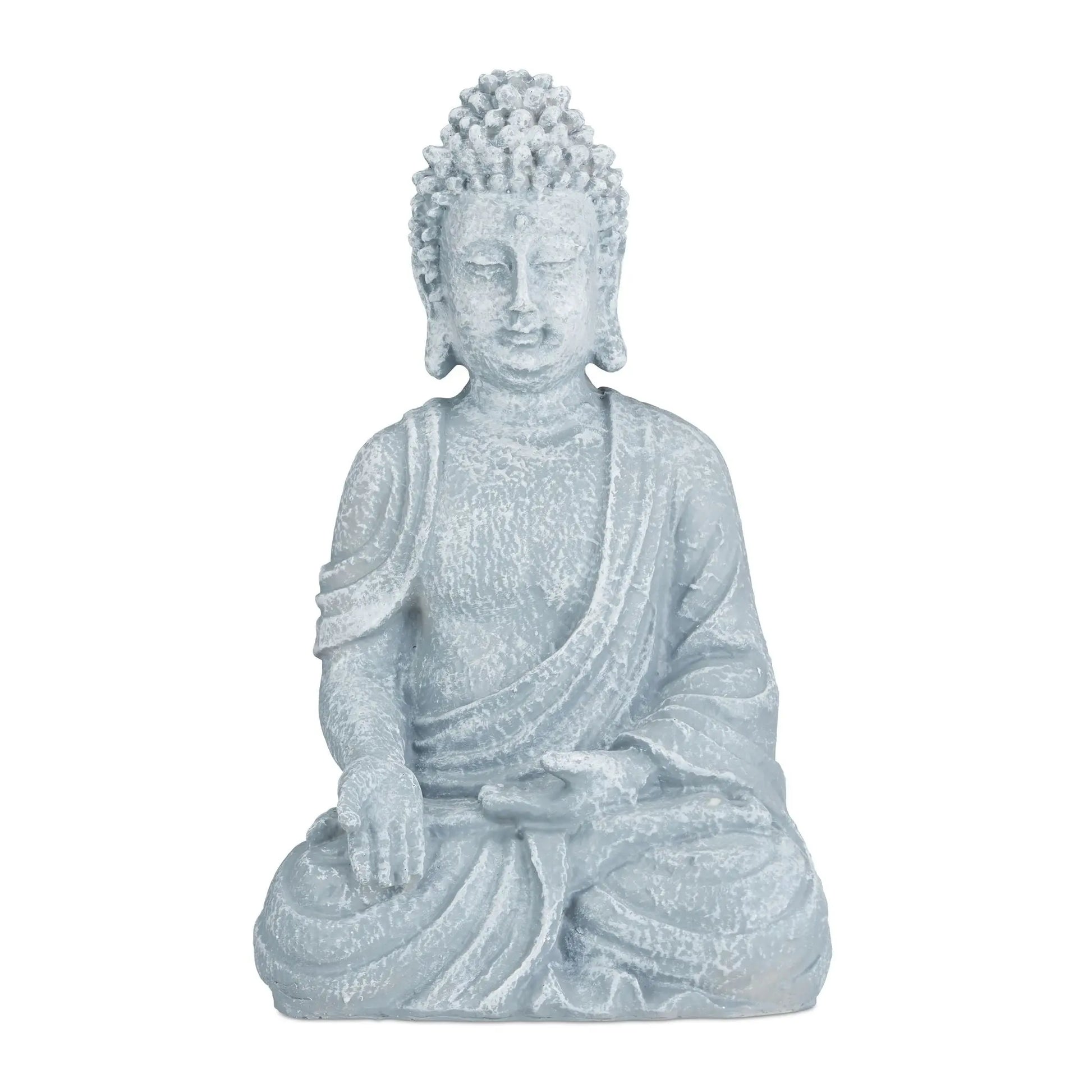 Buddha Figur sitzend 40cm Grau von Relaxdays