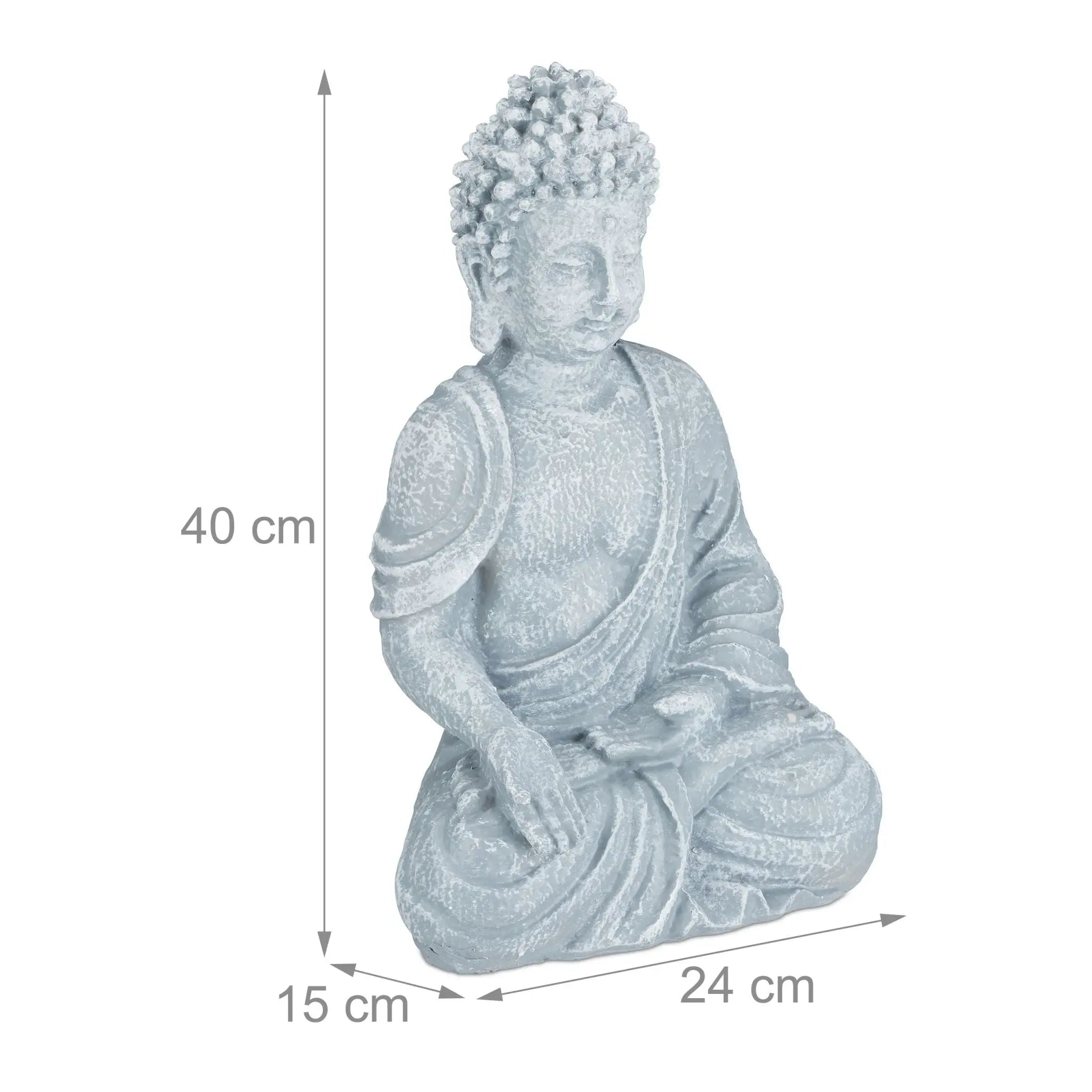 Buddha Figur sitzend 40cm Grau von Relaxdays