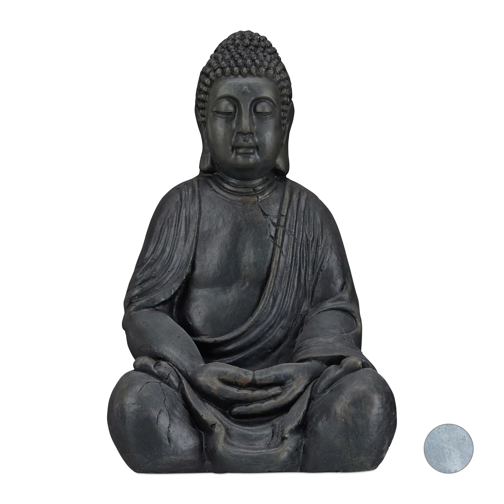 Buddha Figur 50cm Anthrazit von Relaxdays