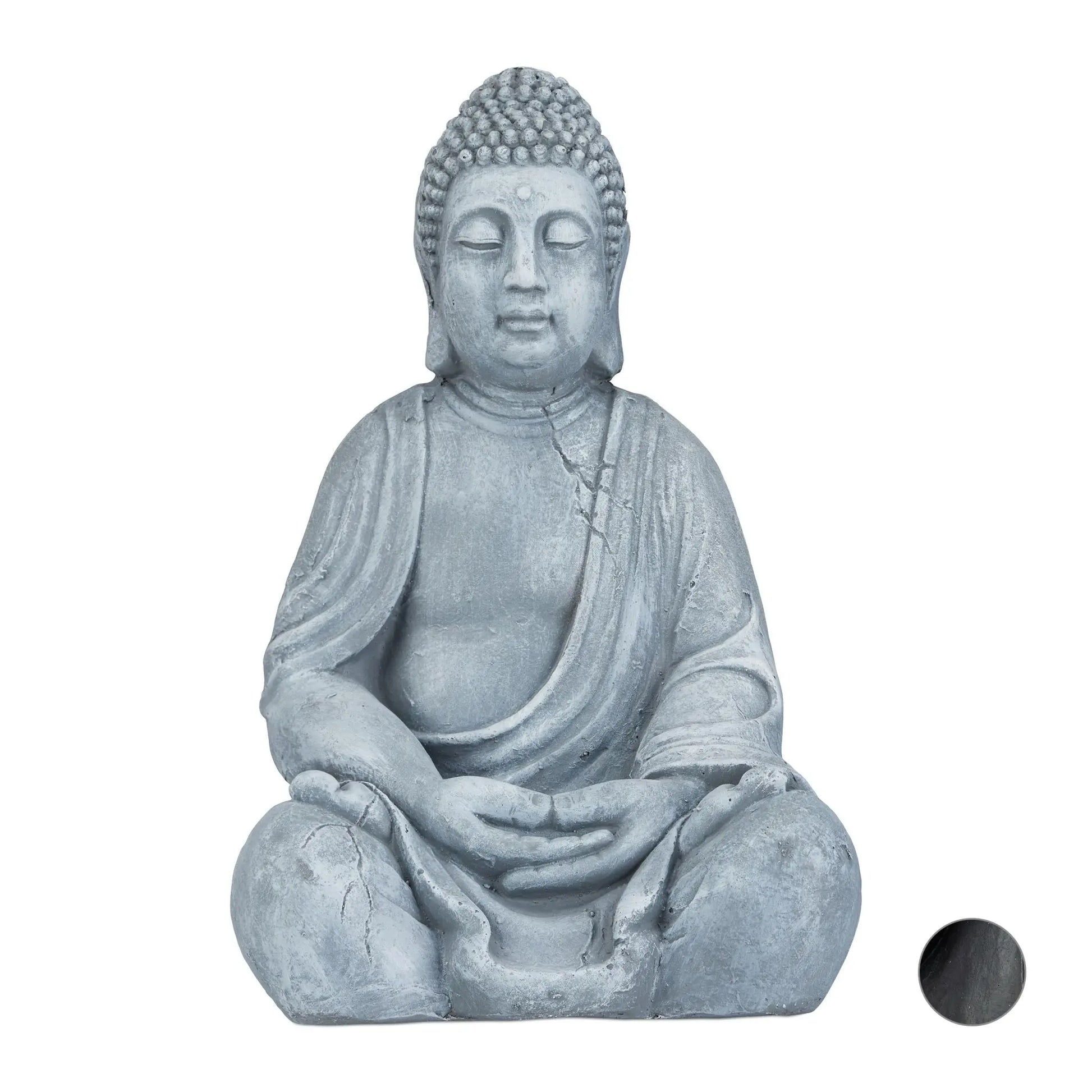 Buddha Figur 50cm Grau von Relaxdays