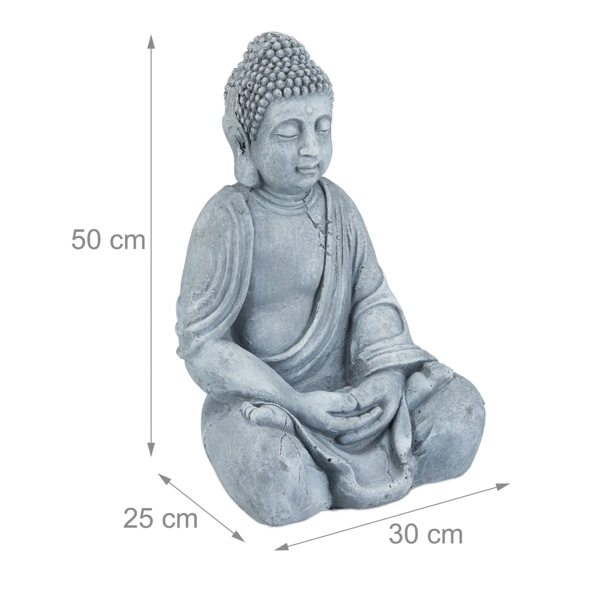 Buddha Figur 50cm Grau von Relaxdays
