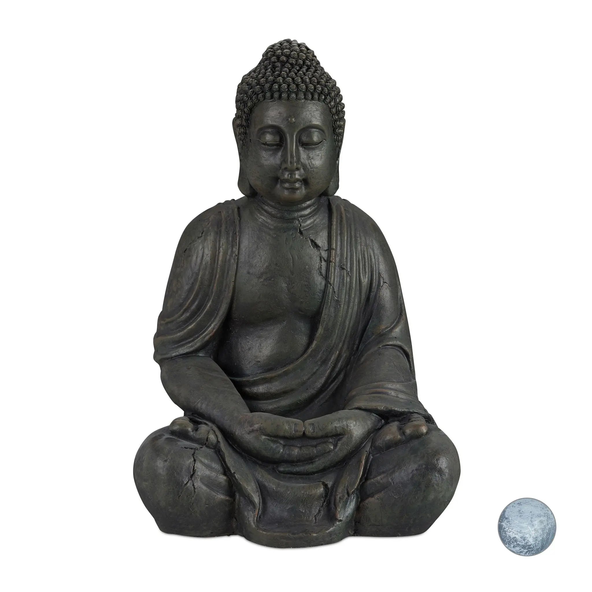 Buddha Figur 70cm Anthrazit von Relaxdays
