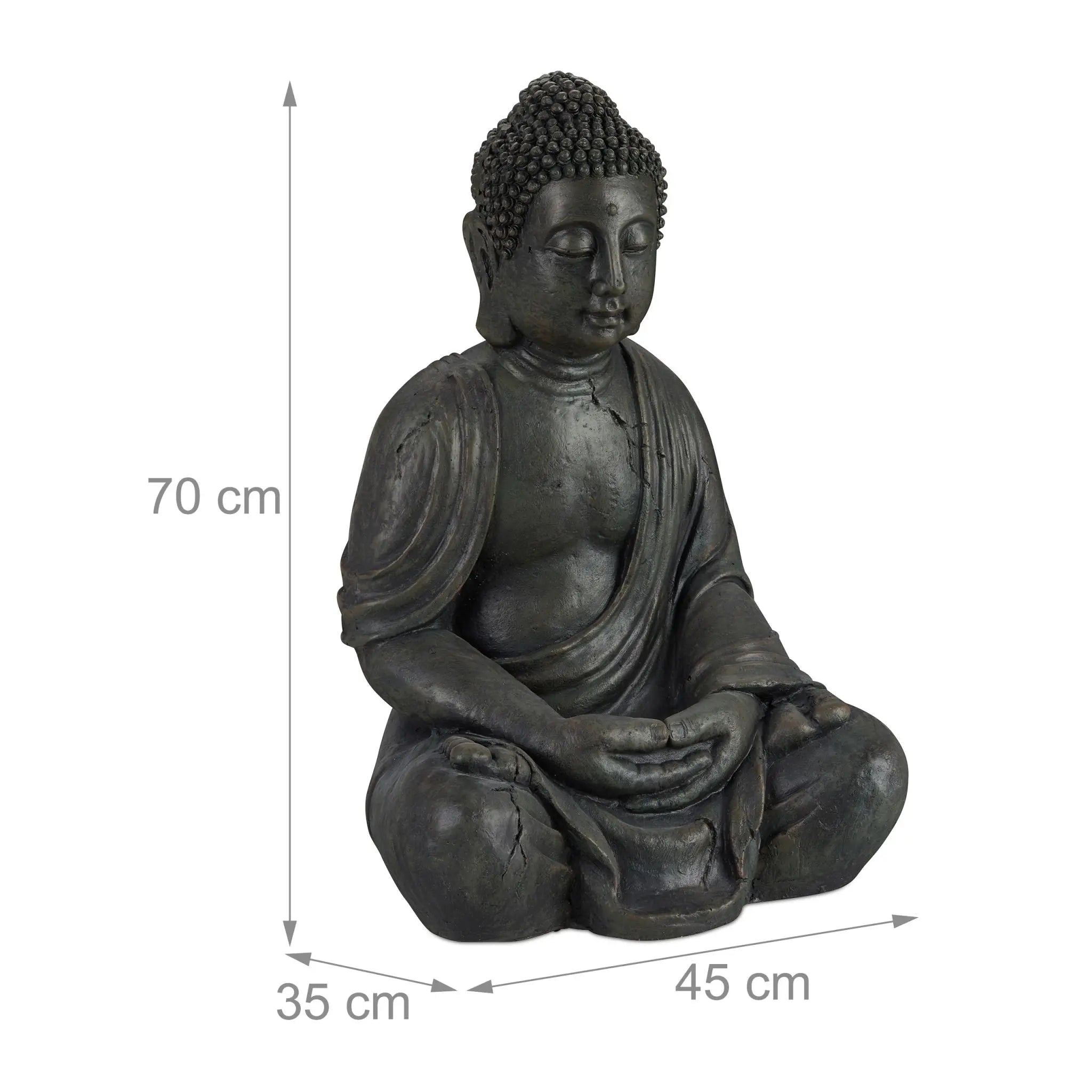 Buddha Figur 70cm Anthrazit von Relaxdays