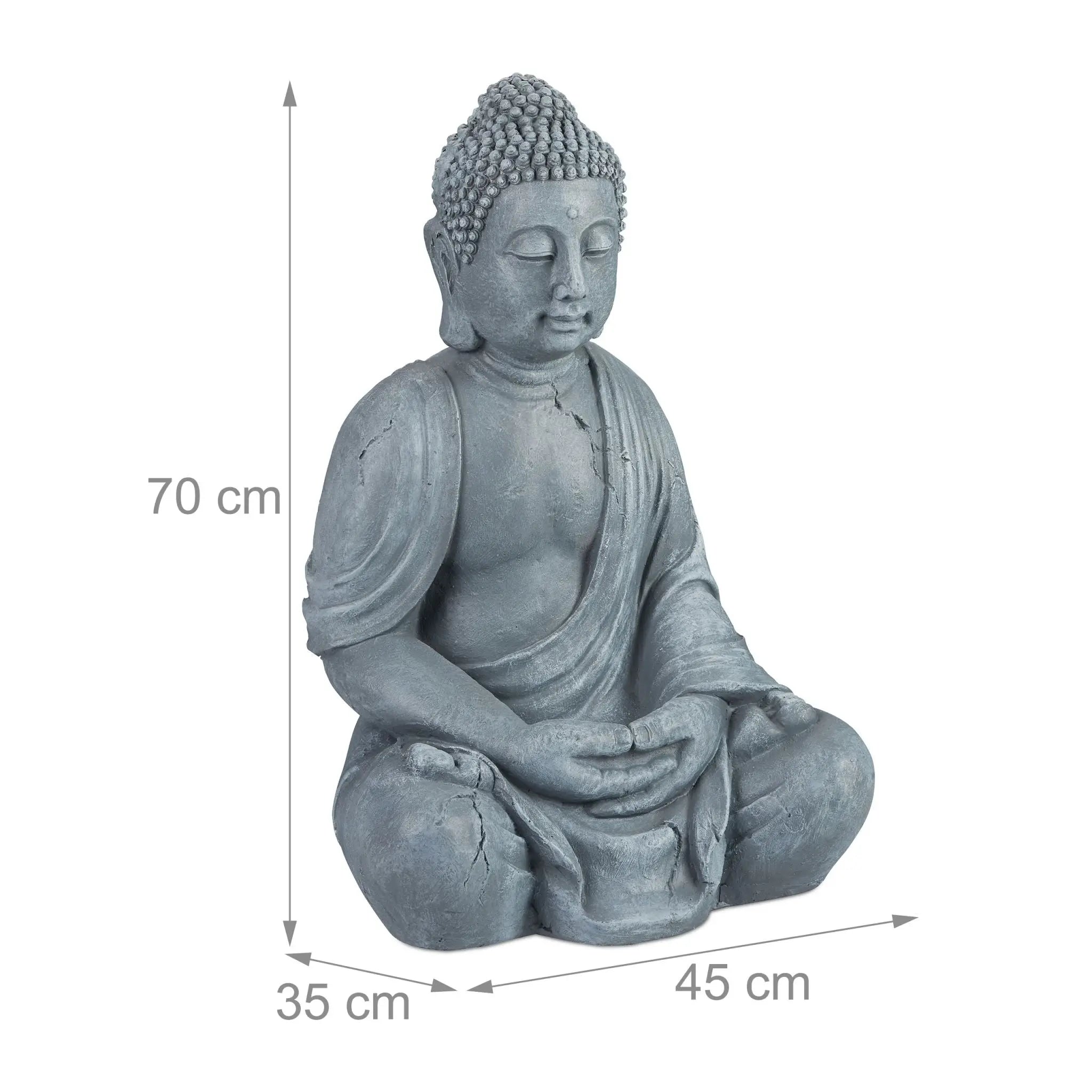 Buddha Figur 70cm Grau von Relaxdays