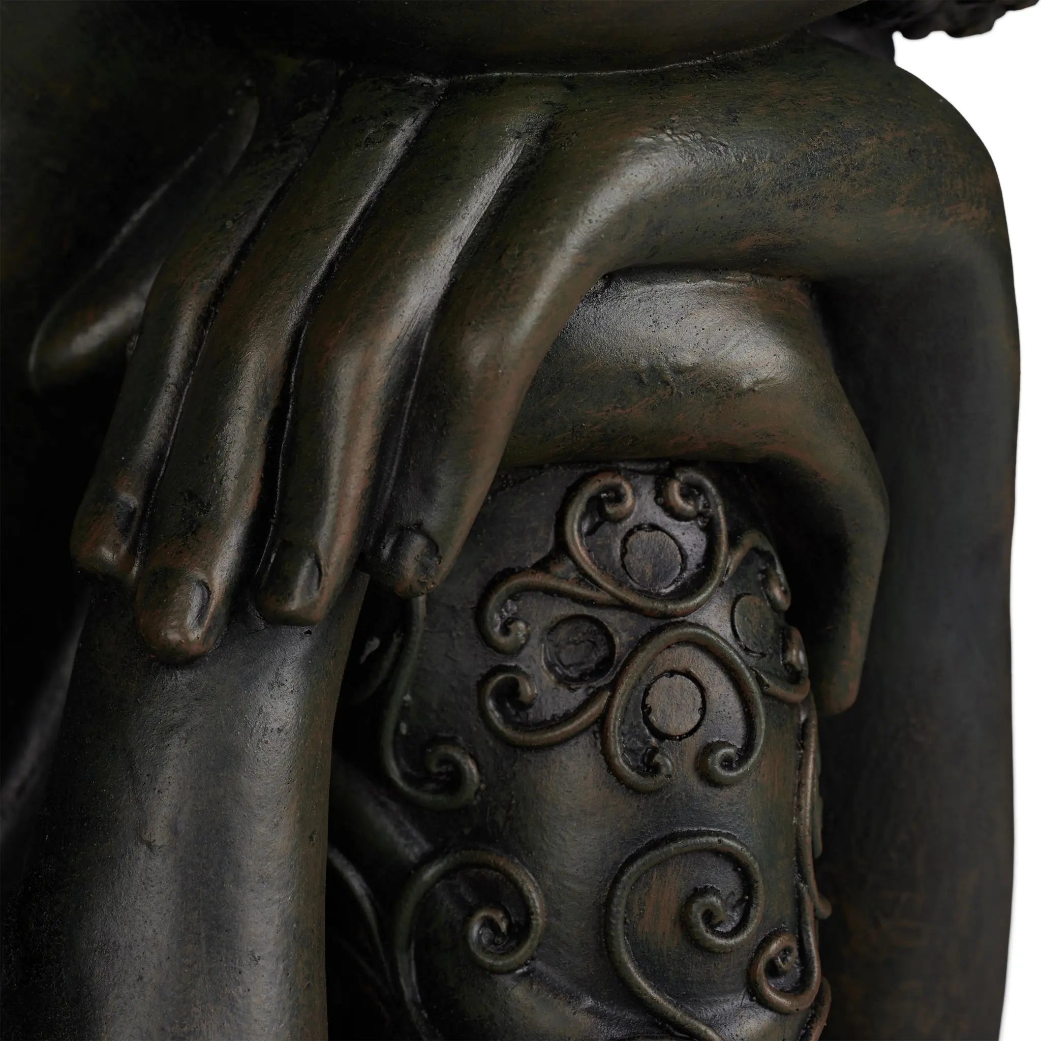 Buddha Figur geneigter Kopf 60cm Anthrazit von Relaxdays
