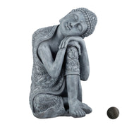 Buddha Figur geneigter Kopf 60cm Grau von Relaxdays