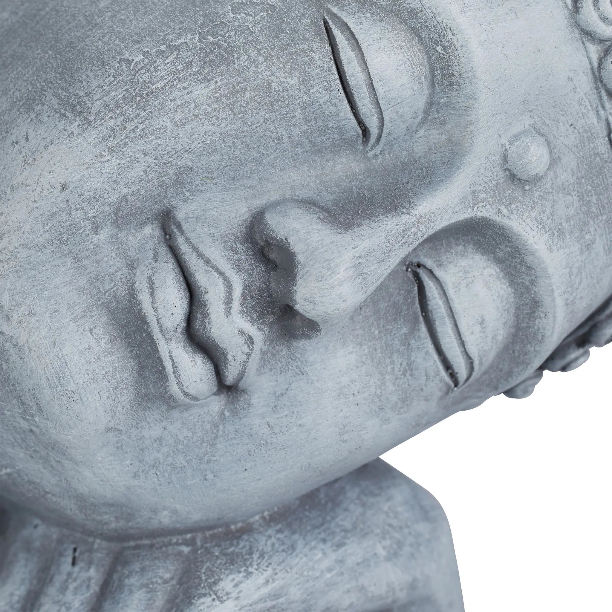 Buddha Figur geneigter Kopf 60cm Grau von Relaxdays