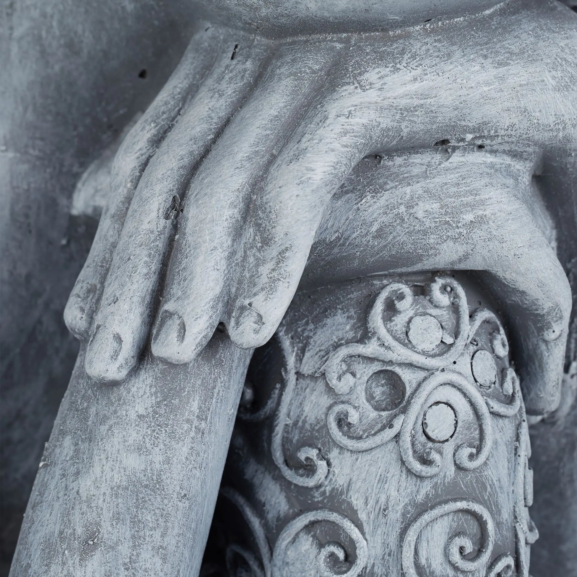 Buddha Figur geneigter Kopf 60cm Grau von Relaxdays