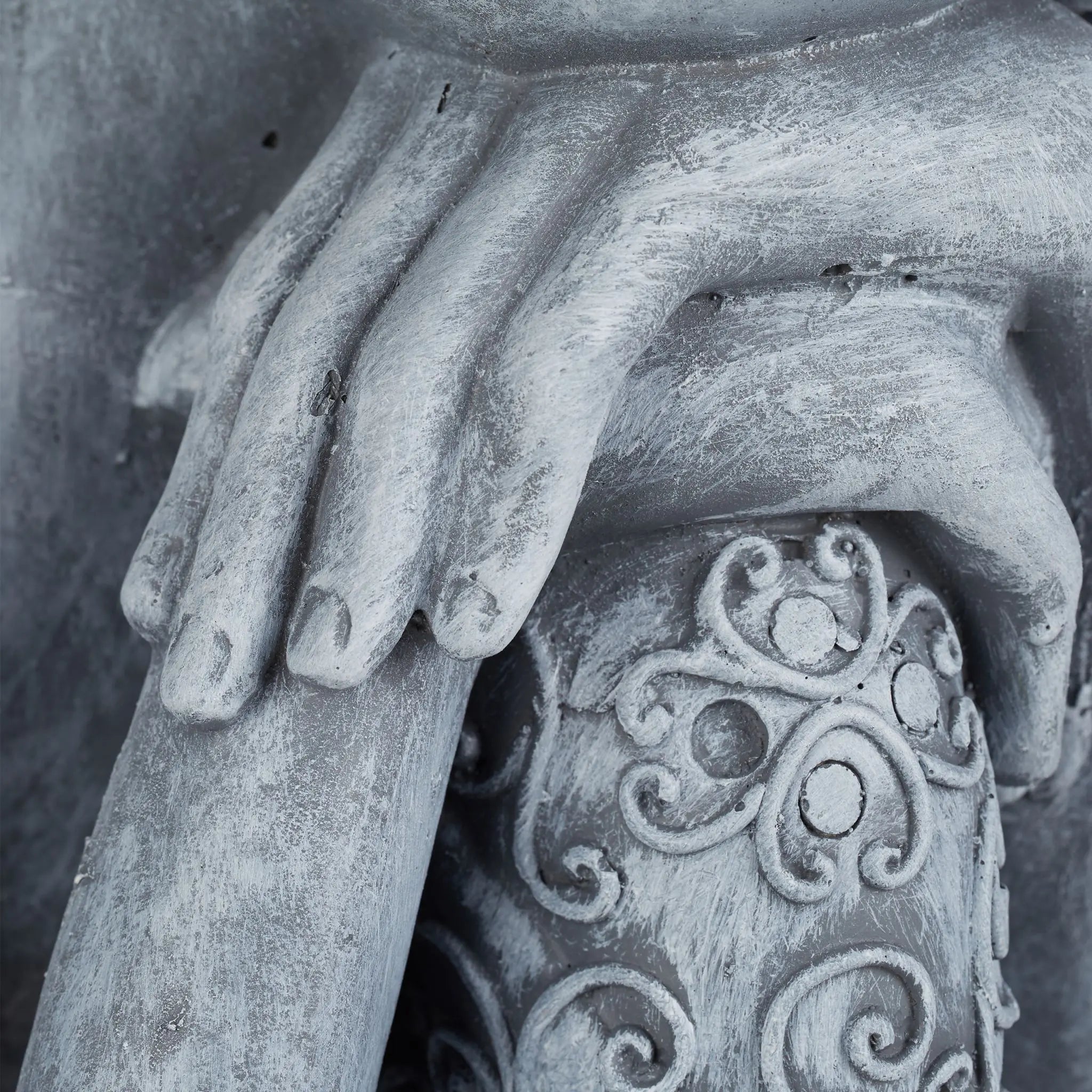 Buddha Figur geneigter Kopf 60cm Grau von Relaxdays