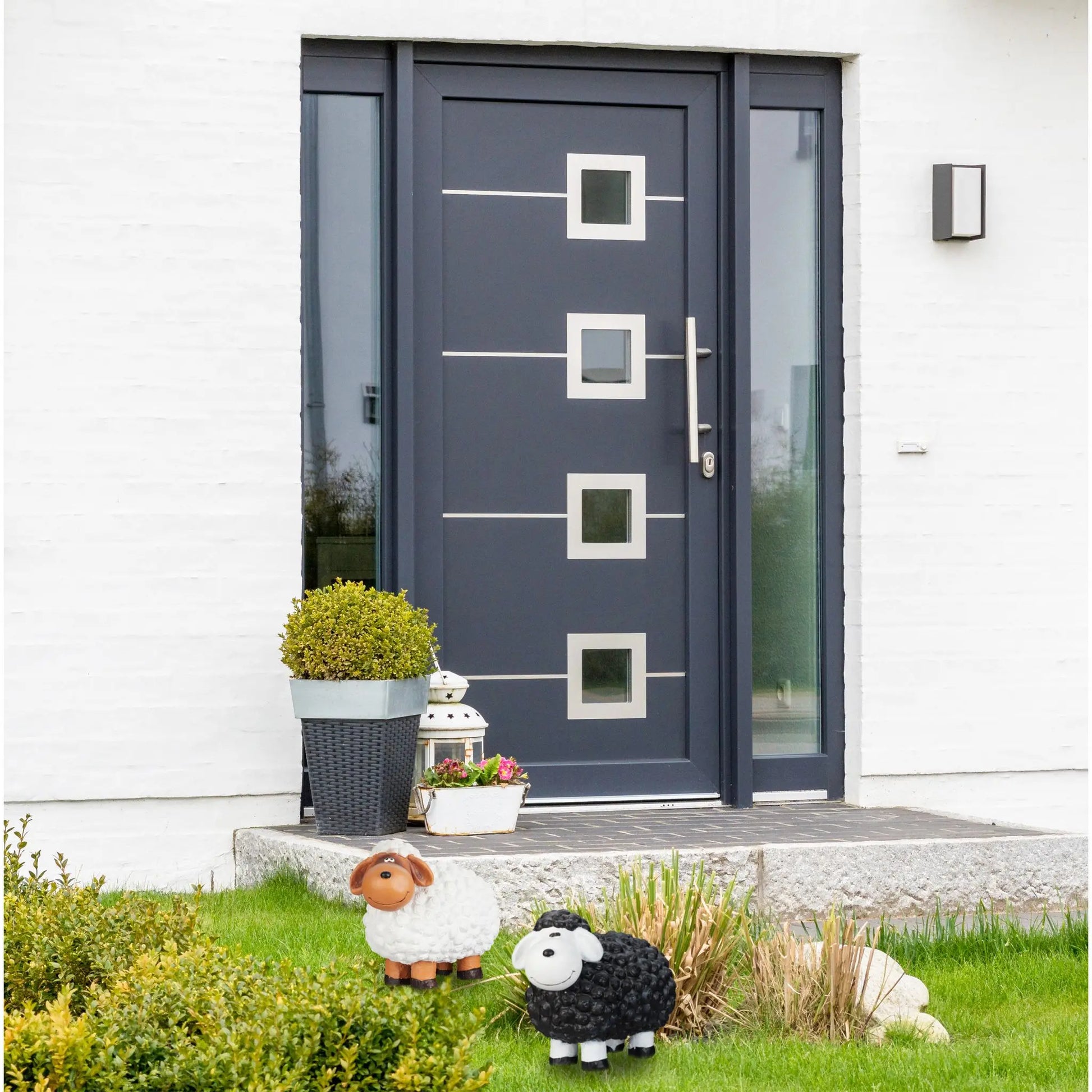 Gartenfigur Schaf Weiss-Schwarz von Relaxdays