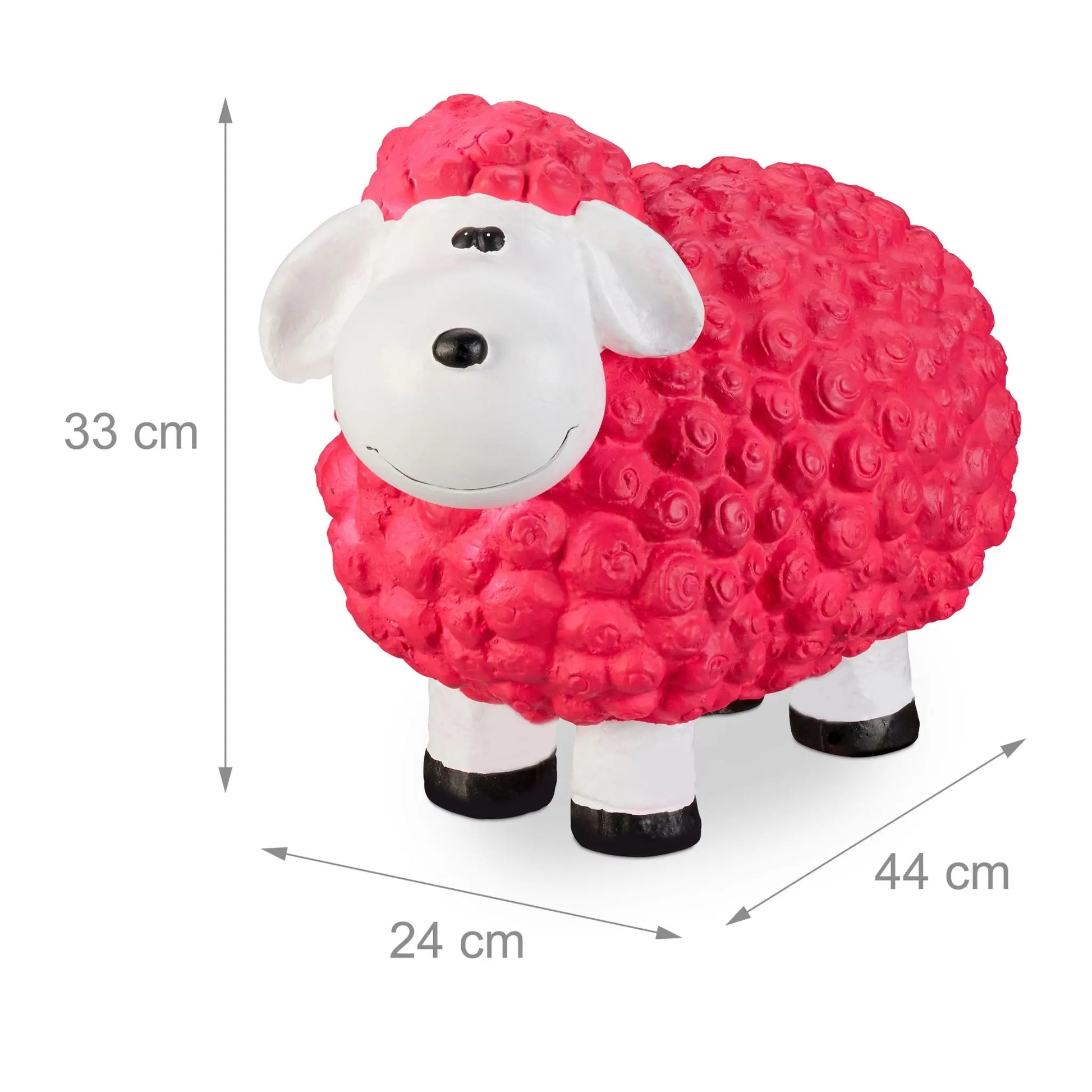 Gartenfigur Schaf Weiss-Pink-Schwarz von Relaxdays