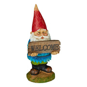 Gartenzwerg Welcome Grün-Hellblau-Rot von Relaxdays