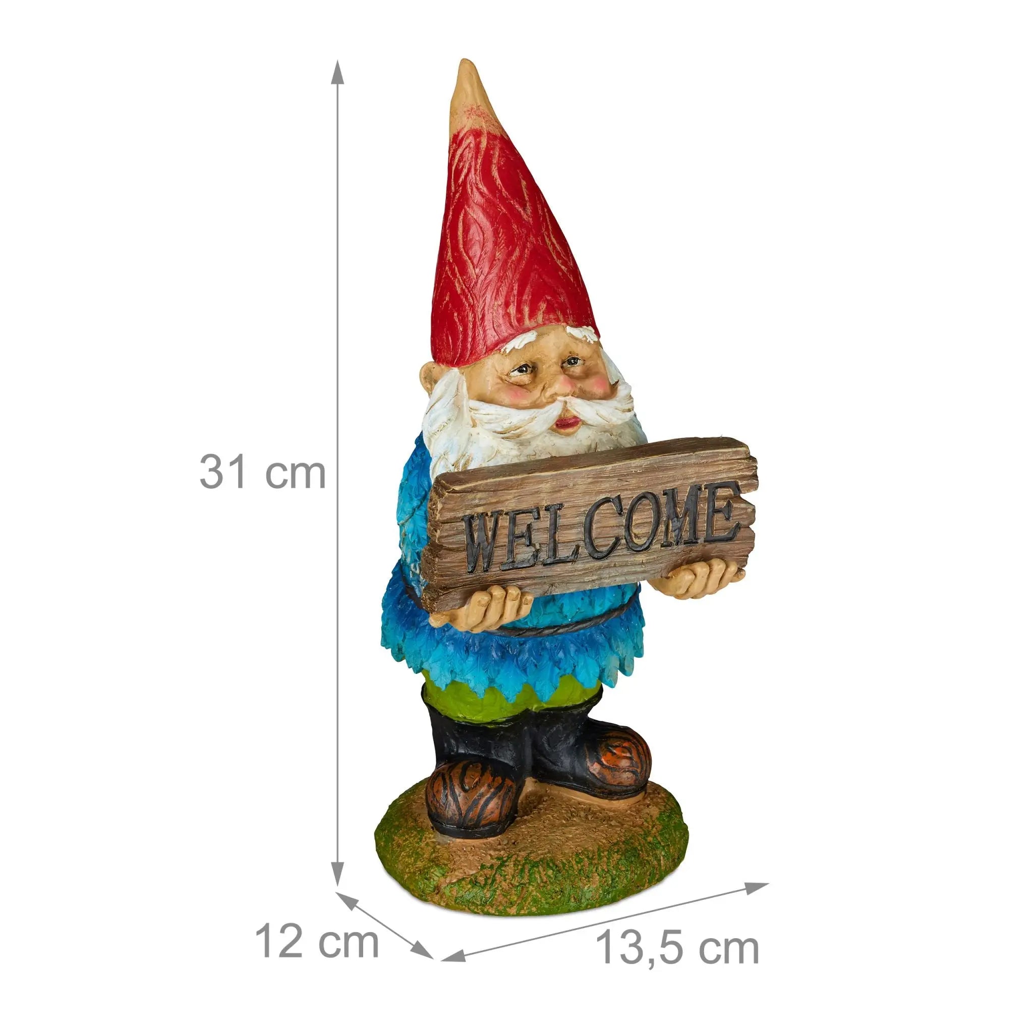Gartenzwerg Welcome Grün-Hellblau-Rot von Relaxdays