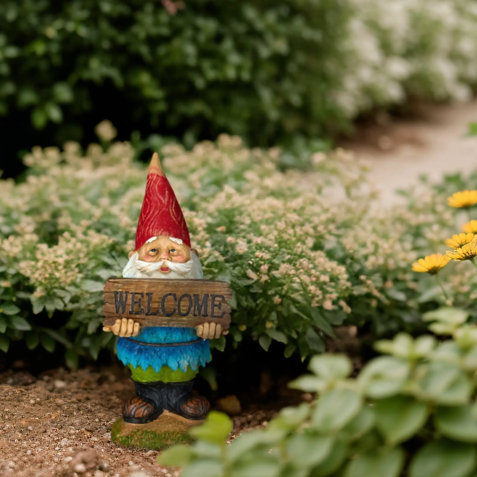 Gartenzwerg Welcome Grün-Hellblau-Rot von Relaxdays