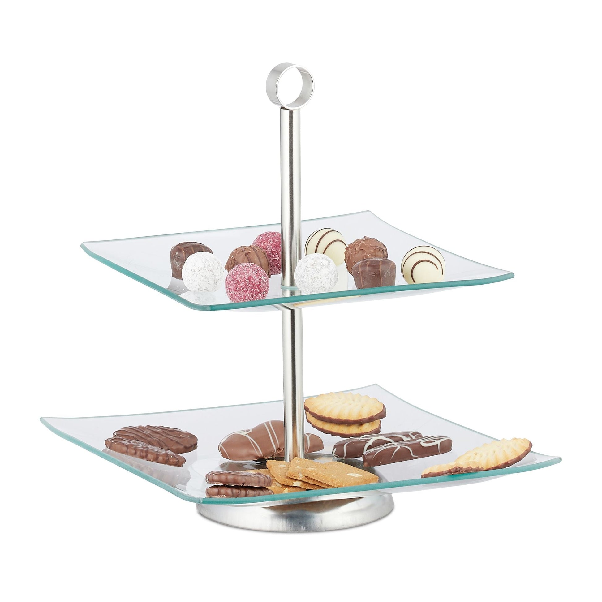 Etagere 2-stufig Silber-Transparent von Relaxdays