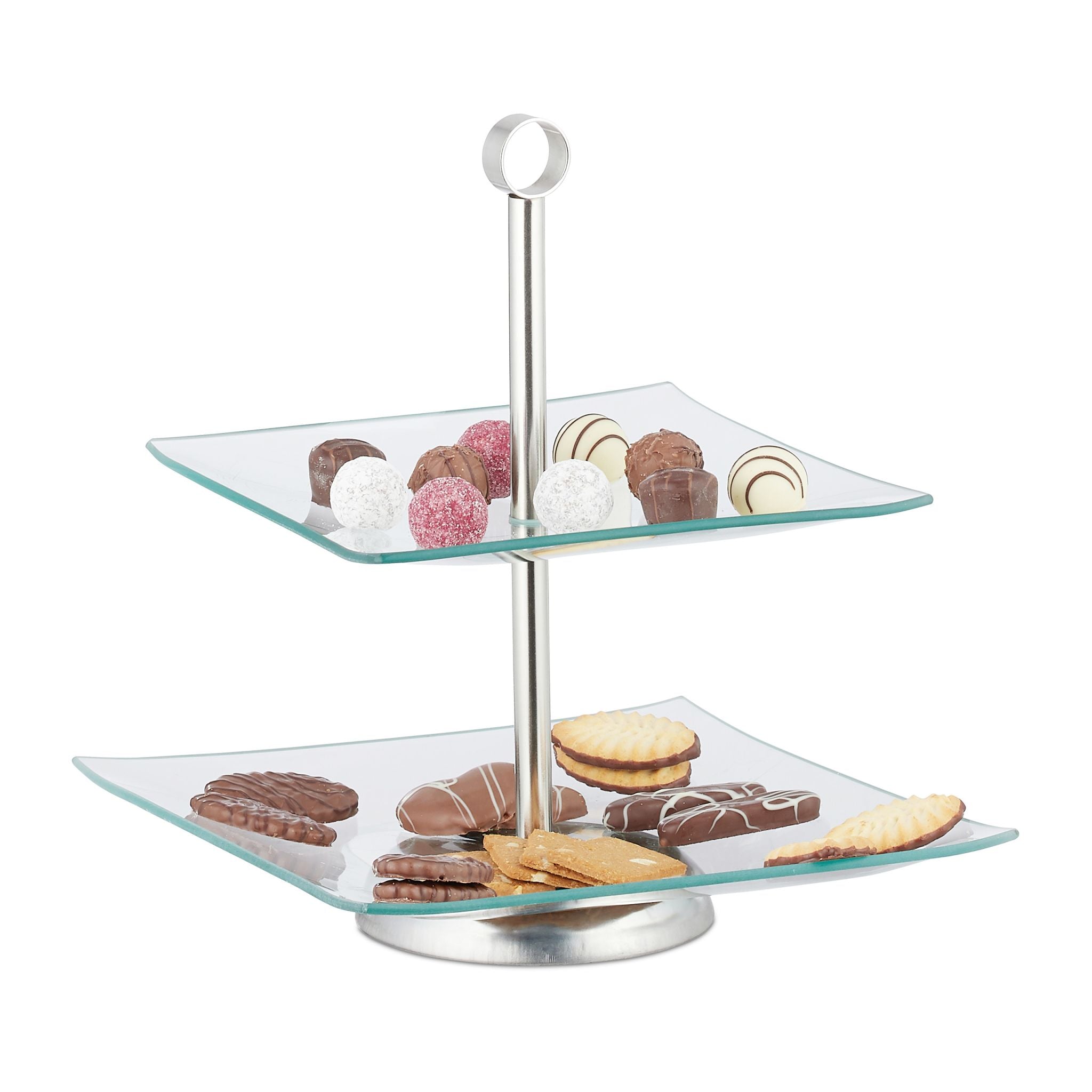 Etagere 2-stufig Silber-Transparent von Relaxdays