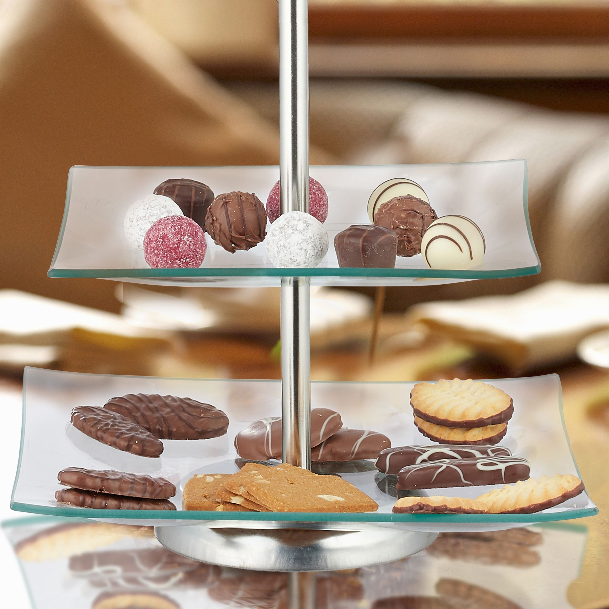Etagere 2-stufig Silber-Transparent von Relaxdays